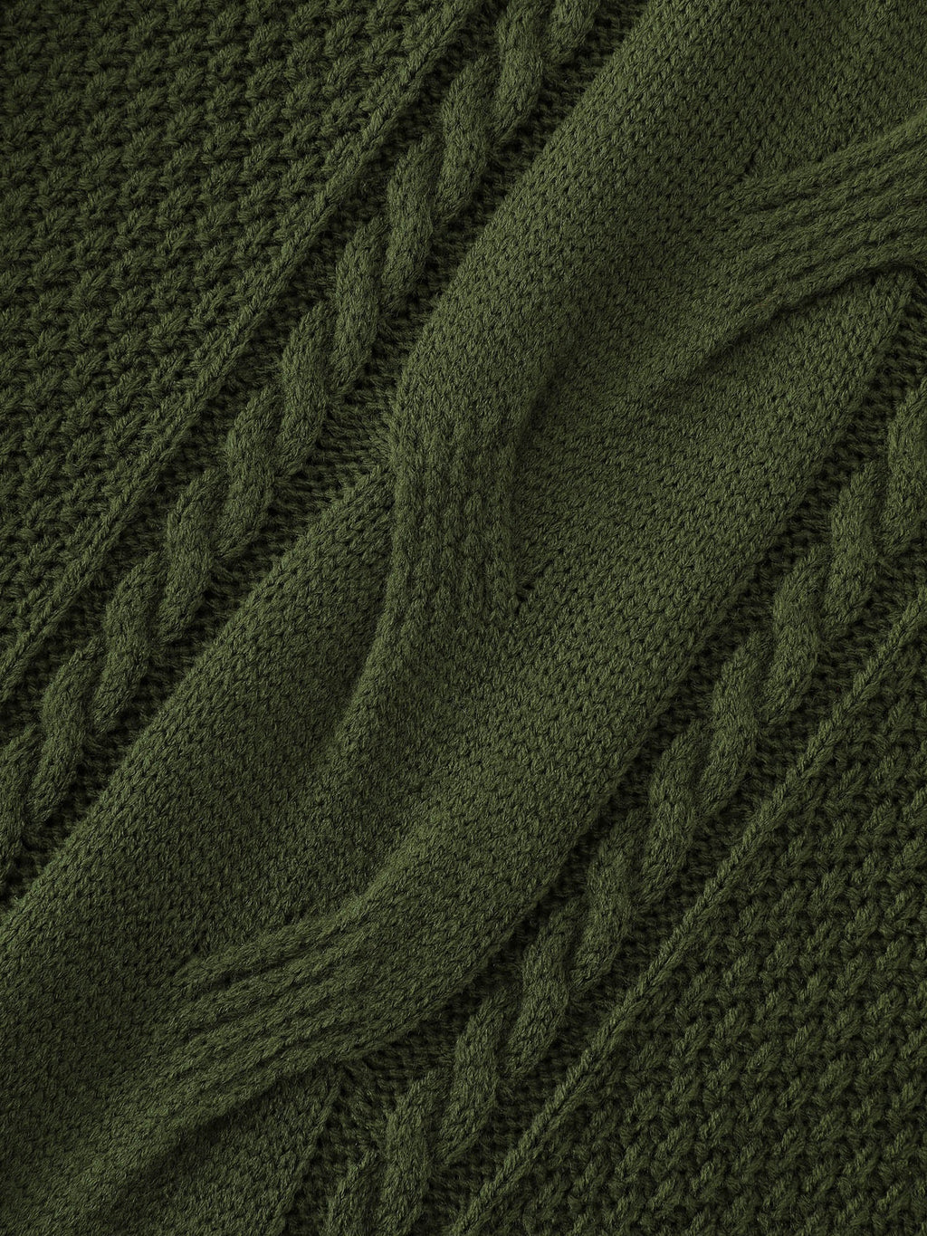 Cableknit Turtleneck Flowy Hem Pullover