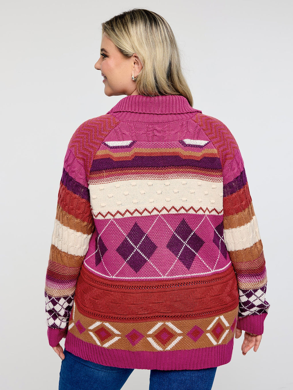 Boho Pattern Jacquard Knit Cardigan