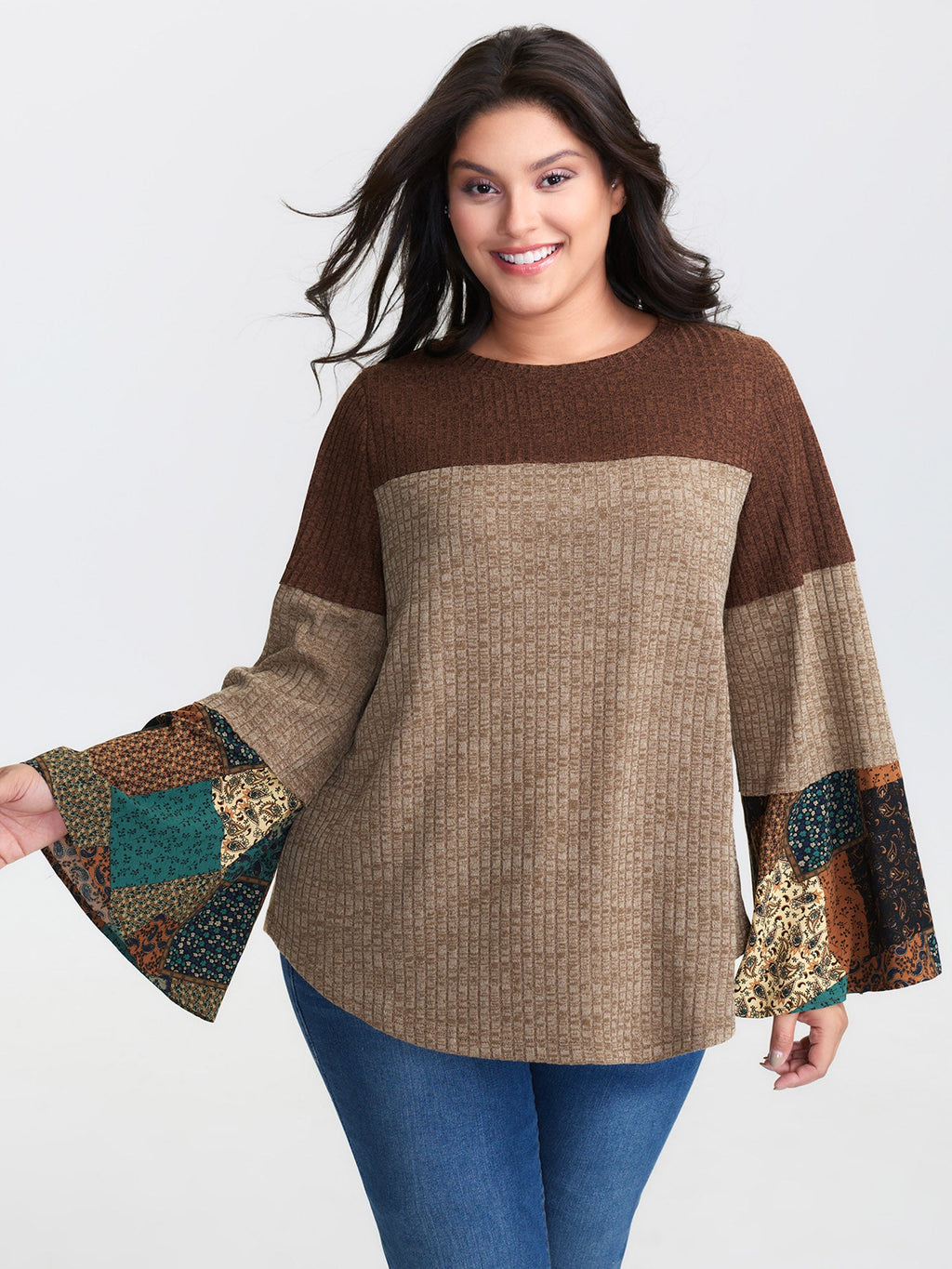 Colorblock Floral Spliced T-Shirt