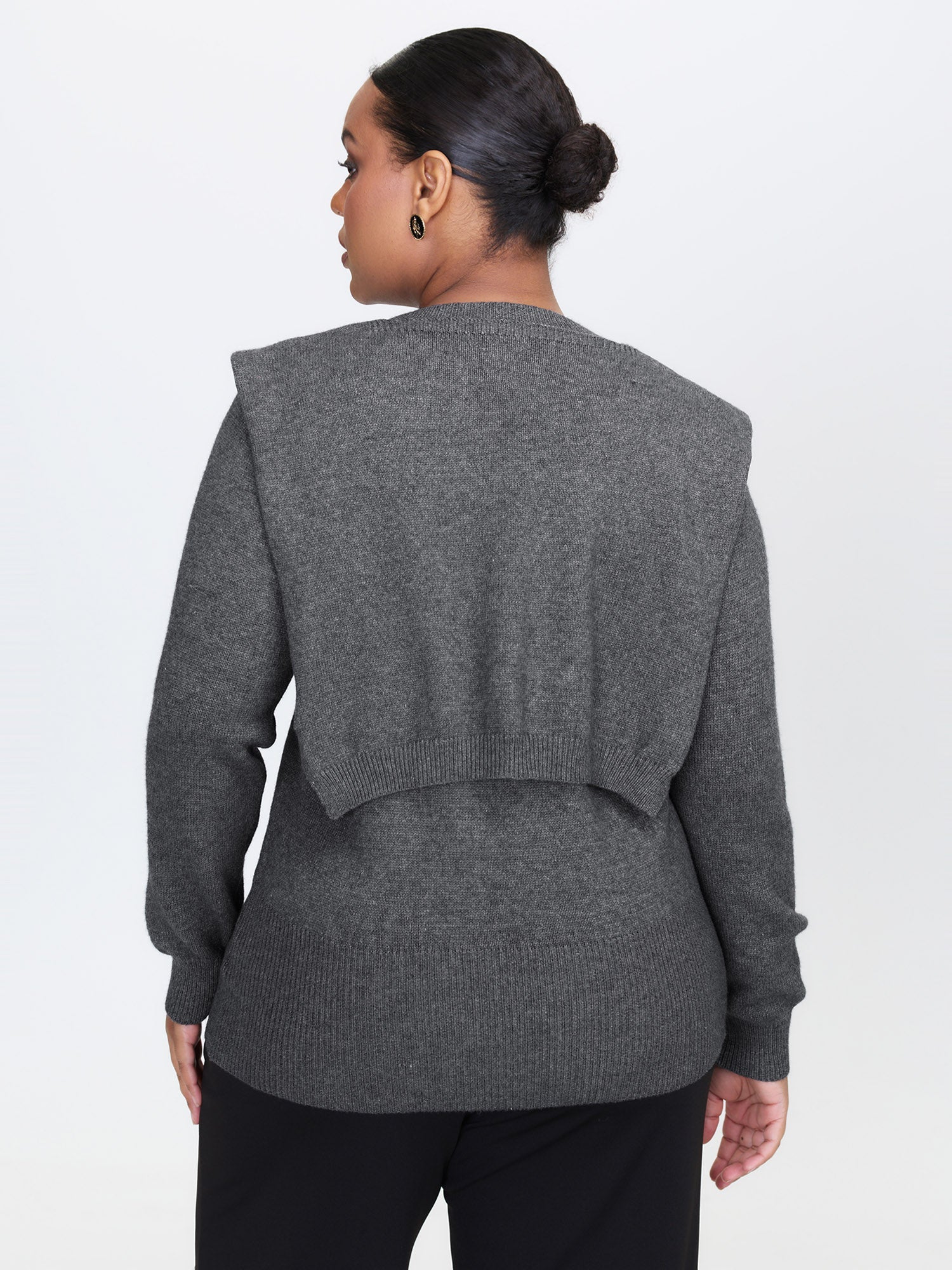 Detachable Shawl Round Neck Pullover