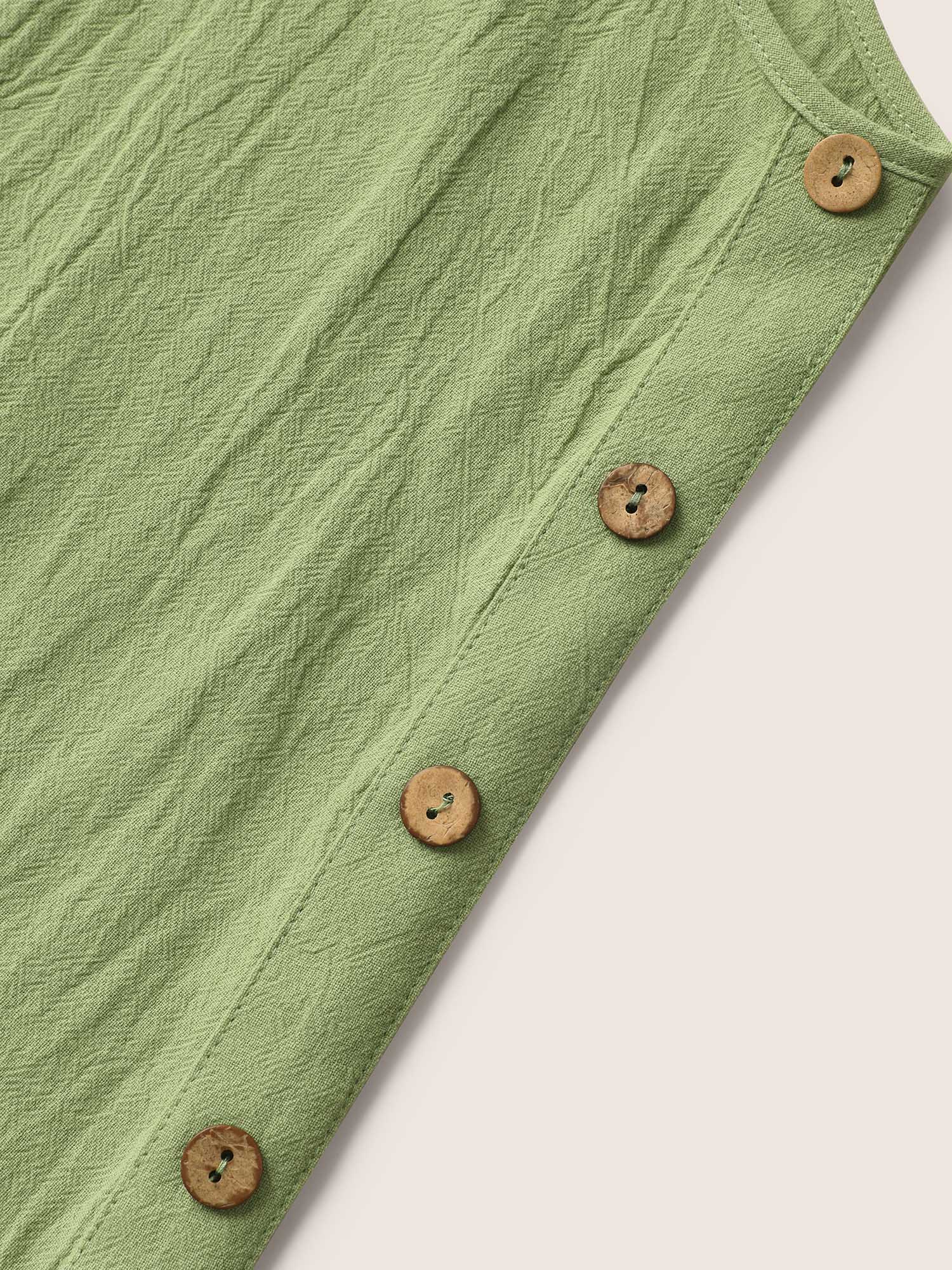 Cotton Square Neck Button Detail Patched Pocket Dress