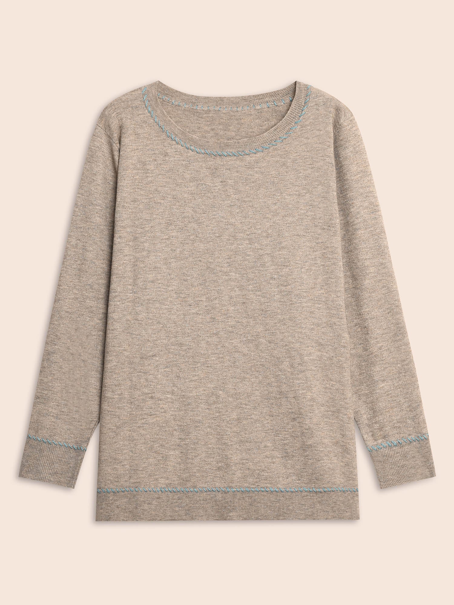 Anti-Pilling Round Neck Contrast Trim Pullover