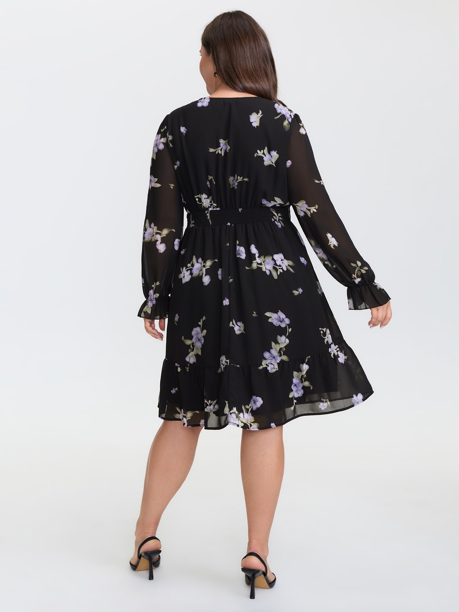 Chiffon Adjustable Bust Sheer Midi Dress