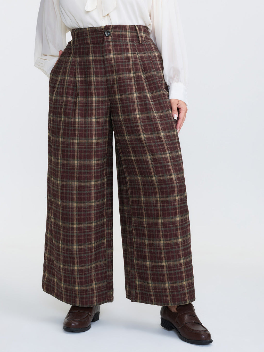 Checkered Pattern Pockets Pants