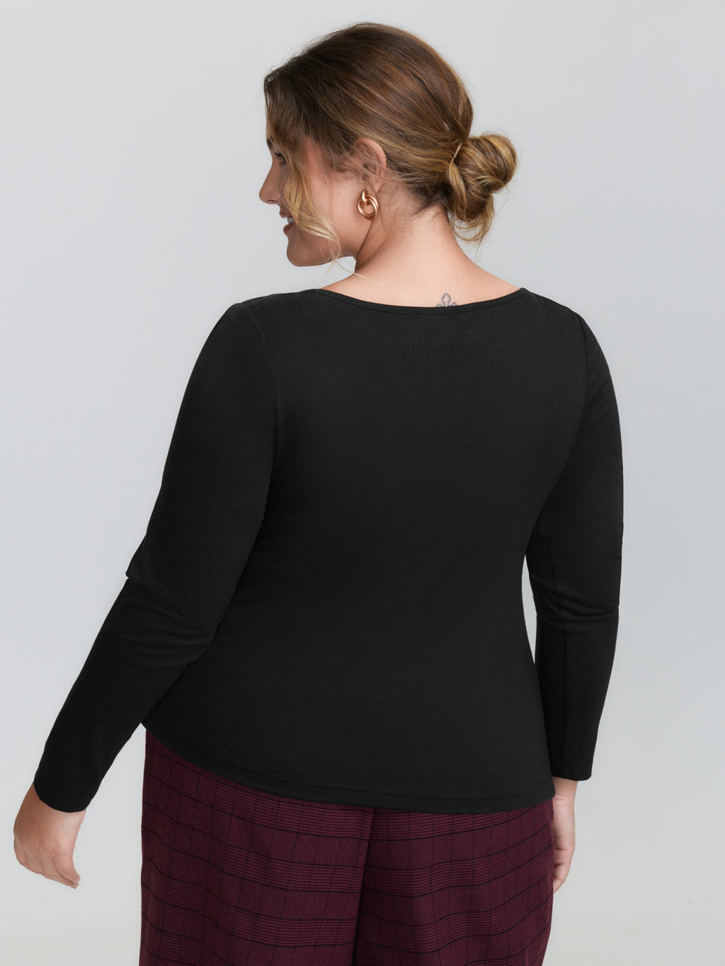 Asymmetrical Neckline Ruched Stretchy Knit Top