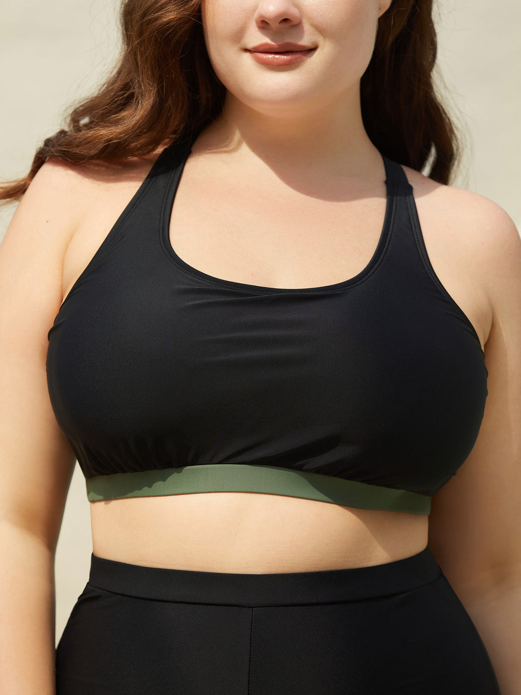 2-in-1 Padded Color Contrast Swim Tankini