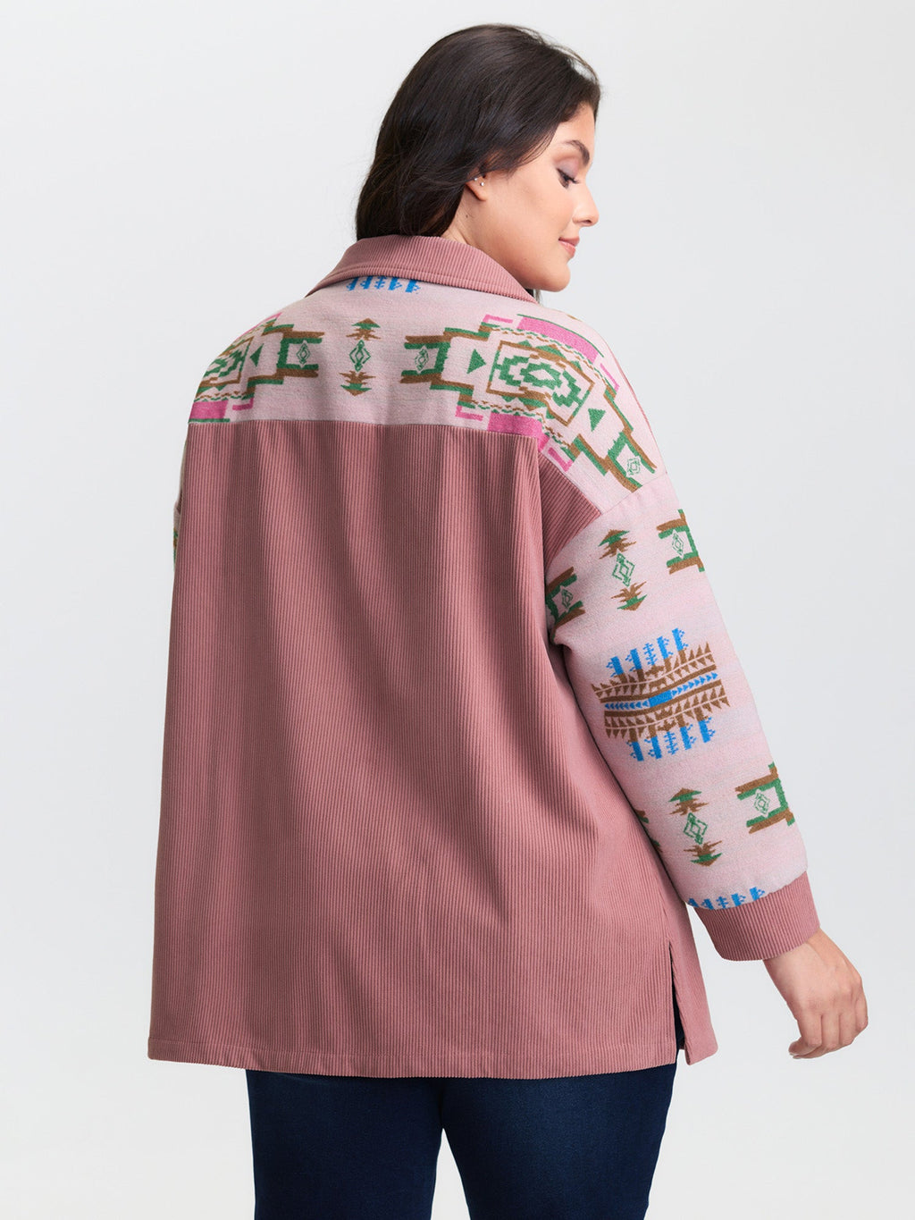 Abstract Print Color Contrast Button-Down Shirt