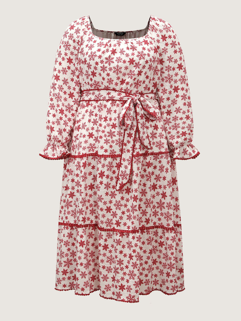 Boho Print Contrast Waist-Tie Maxi Dress