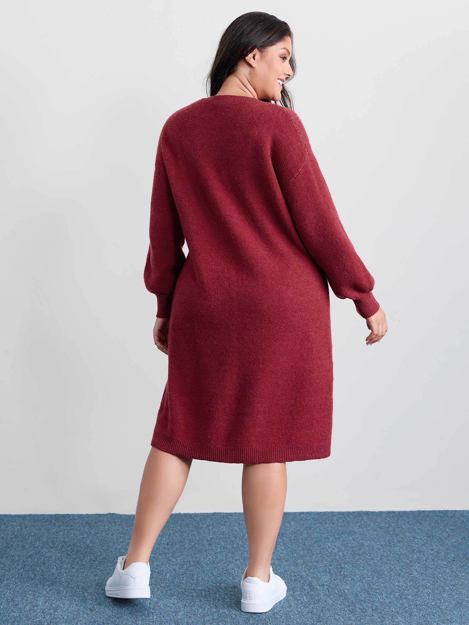 Snowflake Pattern Drop Shoulder Sweater Dress