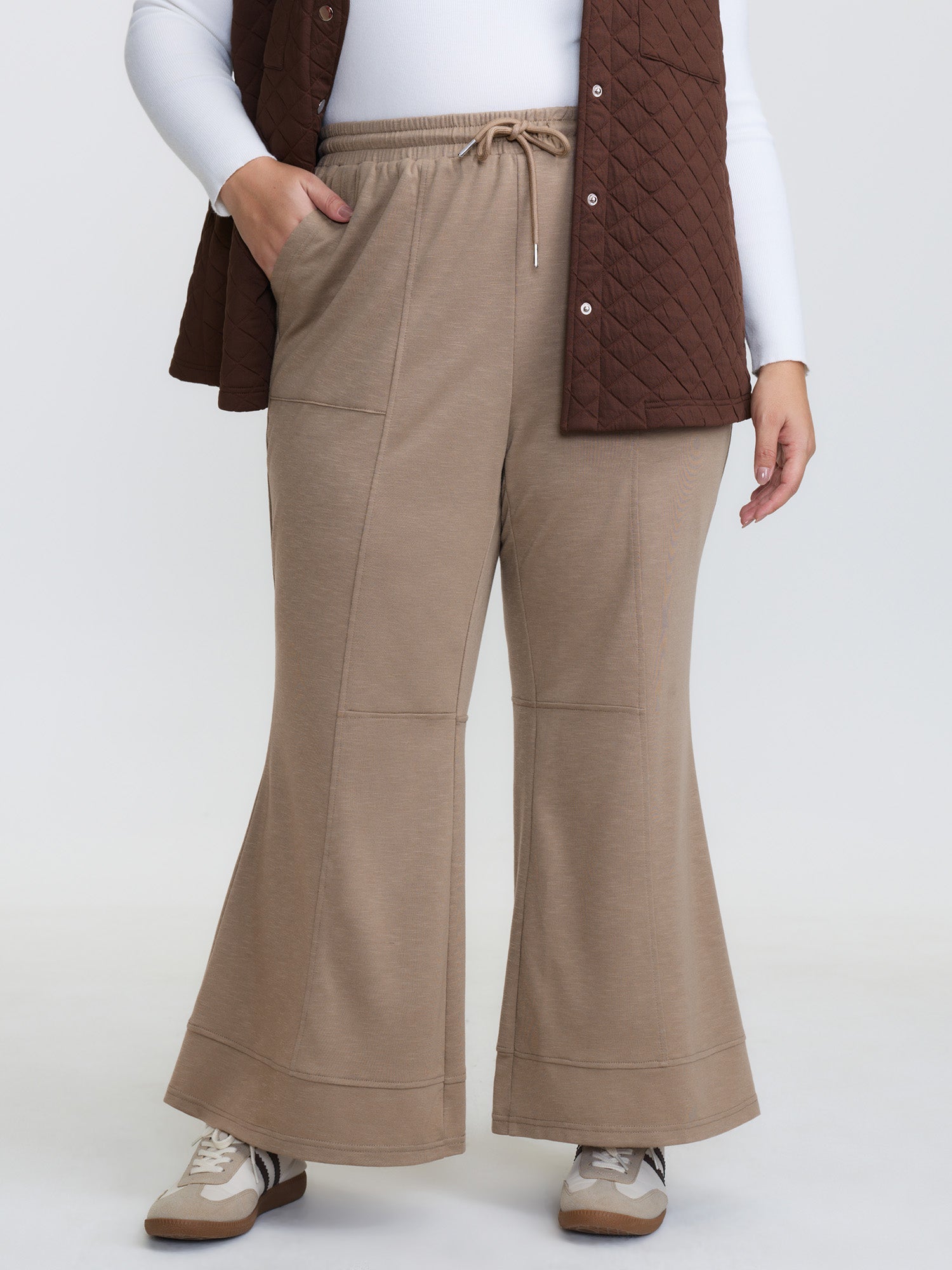 Drawstring Flared Hem Pants