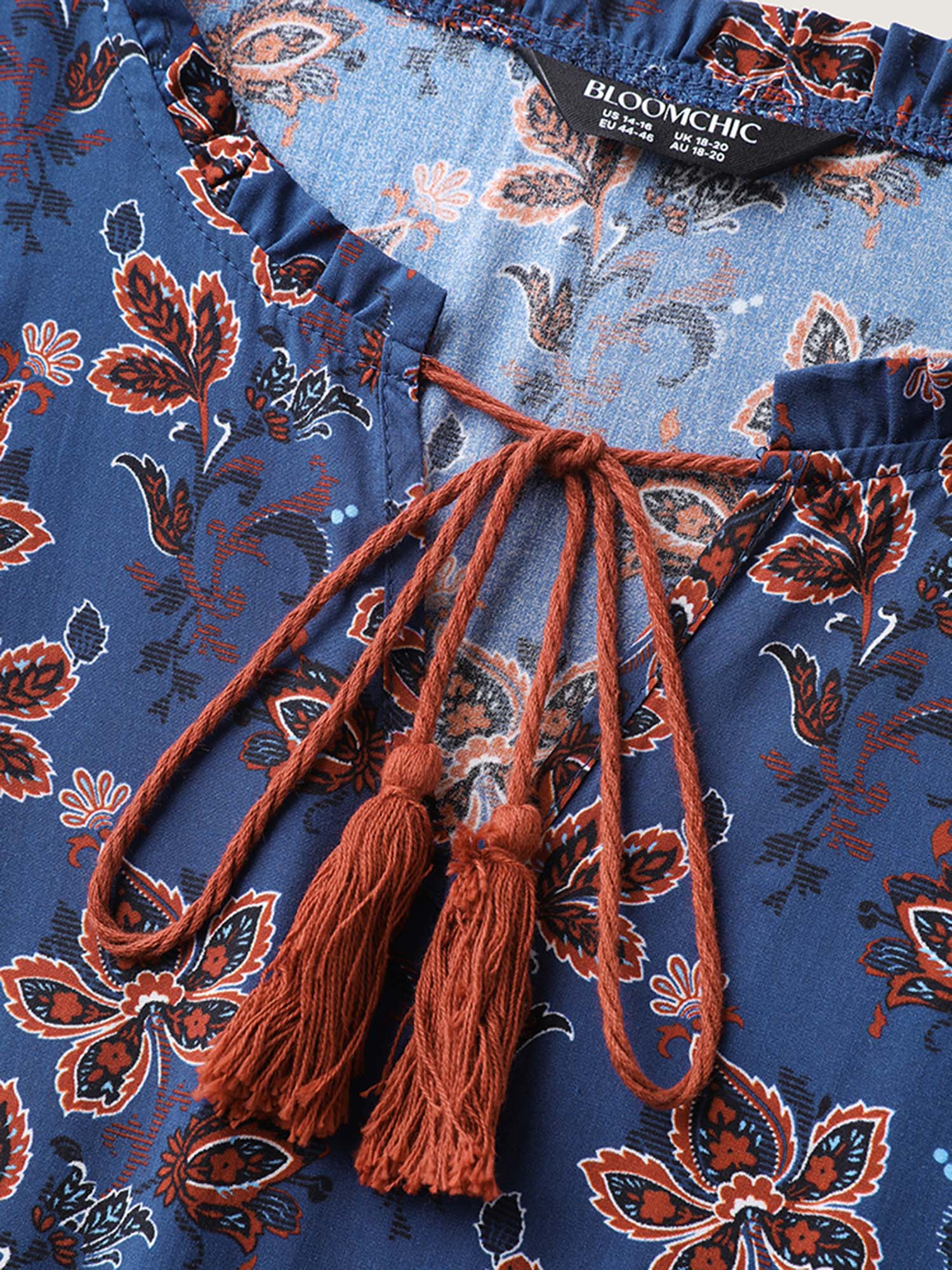 Boho Floral Neck Tie Midi Dress