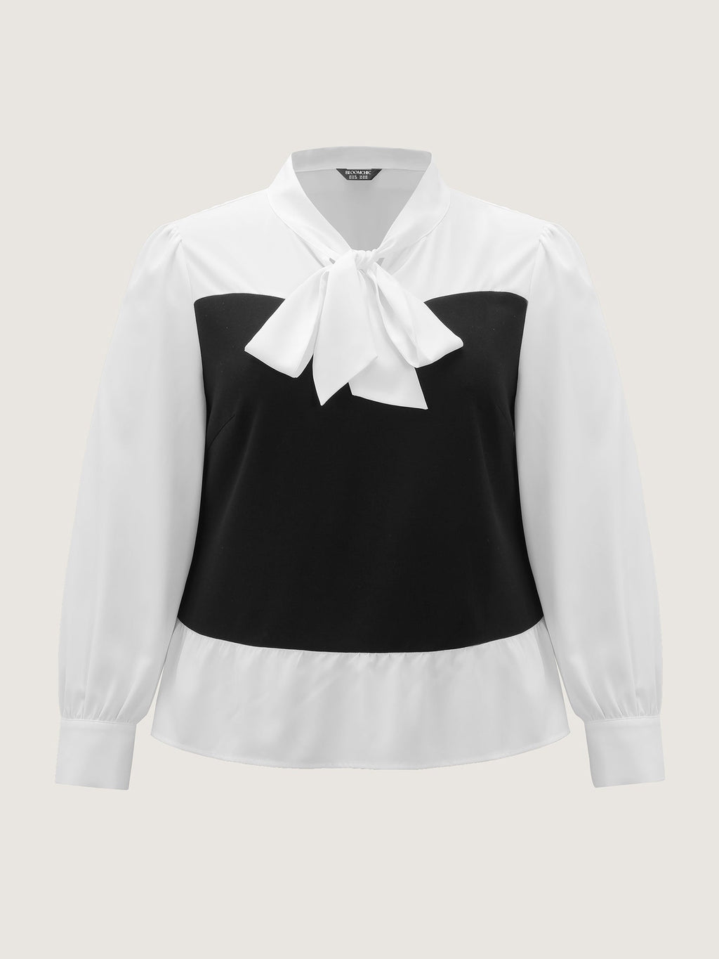 Colorblock Neckline Tie Layered Blouse
