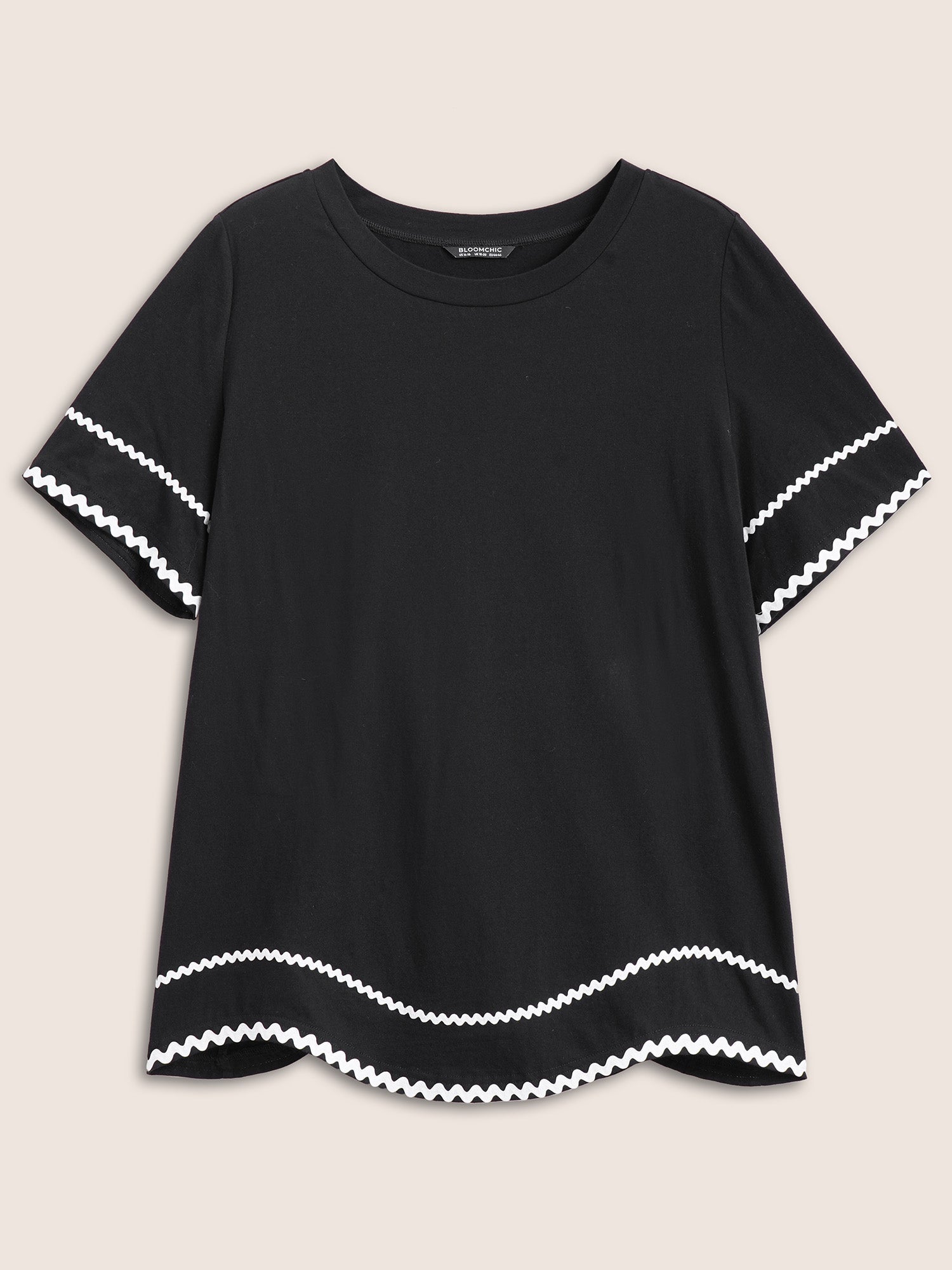 Cotton Contrast Trim Round Neck T-shirt