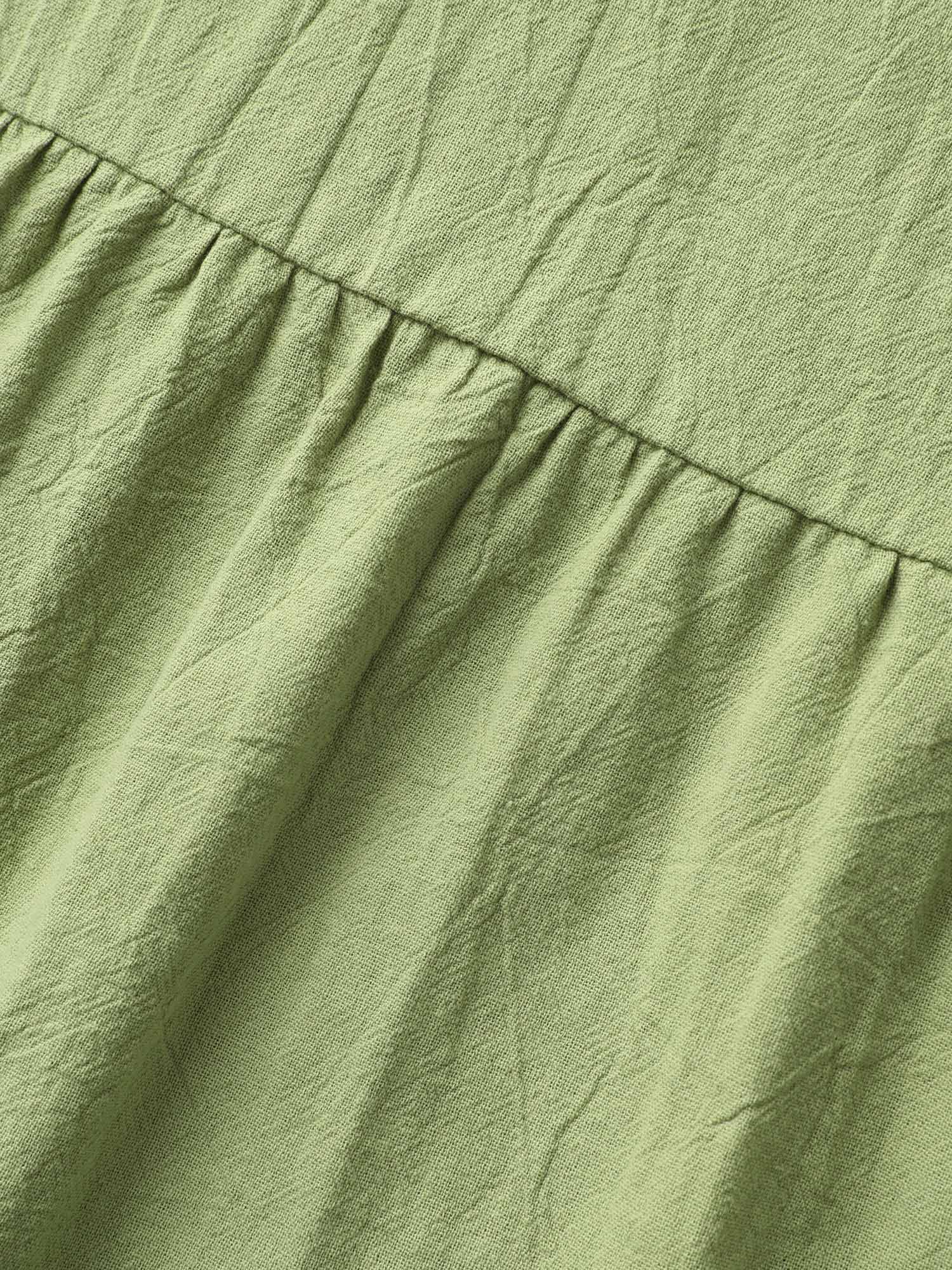 Cotton Square Neck Button Detail Patched Pocket Dress