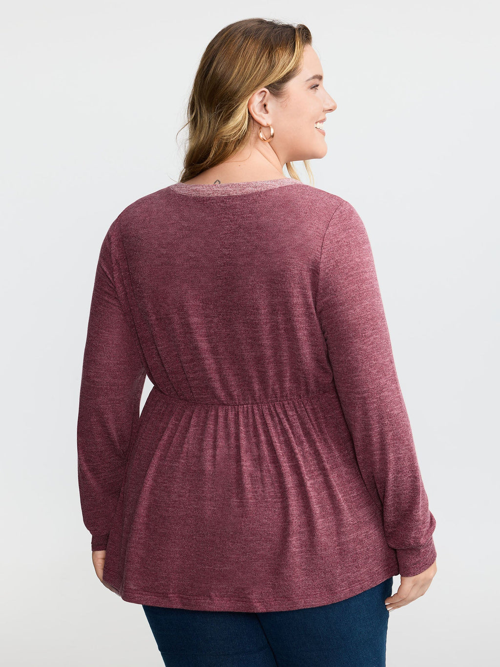 Color Contrast Fit Flared Knit Top