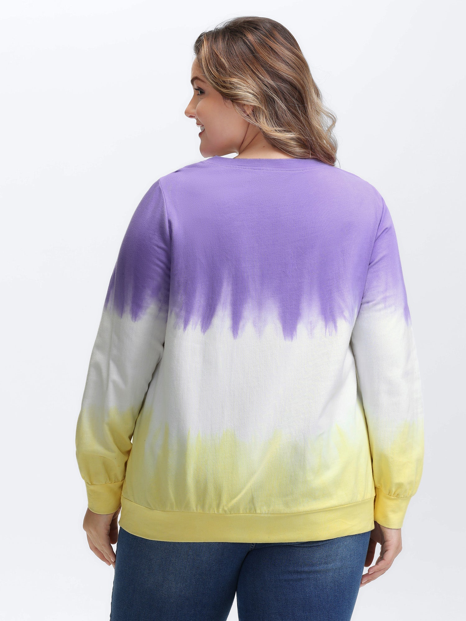 Cotton Dip Dye Stretchy Hem Sweatshirt