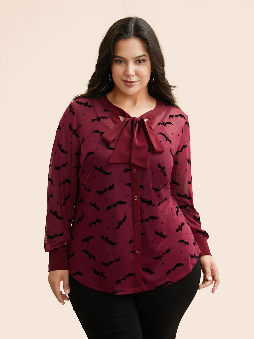 Bats & Bows Ribbon Collar Blouse