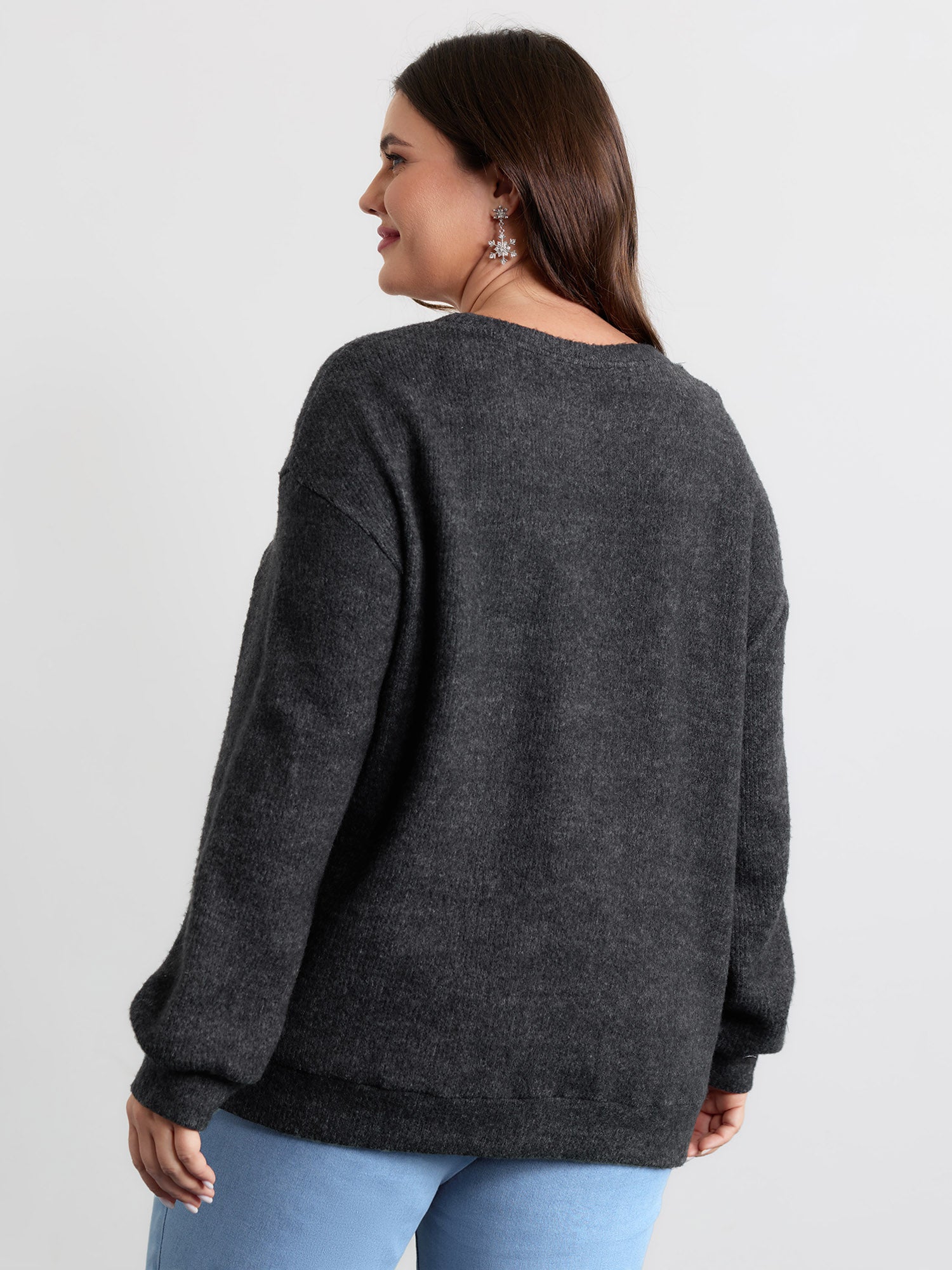 Cherry Cord Embroidery Textured Sweatshirt