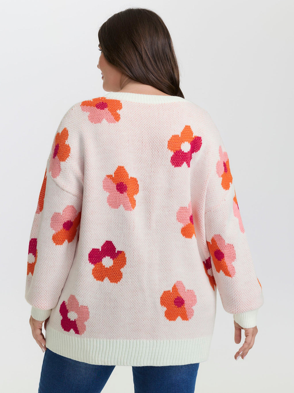 Colorful Floral Jacquard Pullover