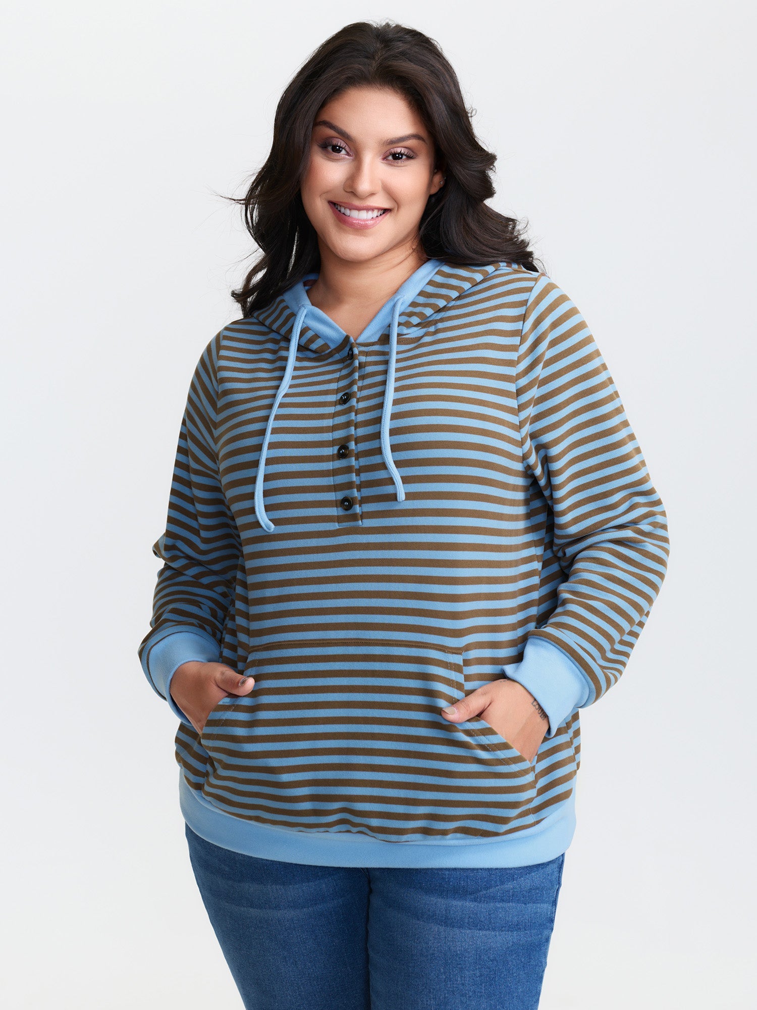 Double-Sided Fleece Stripe Embroidery Sweatshirt