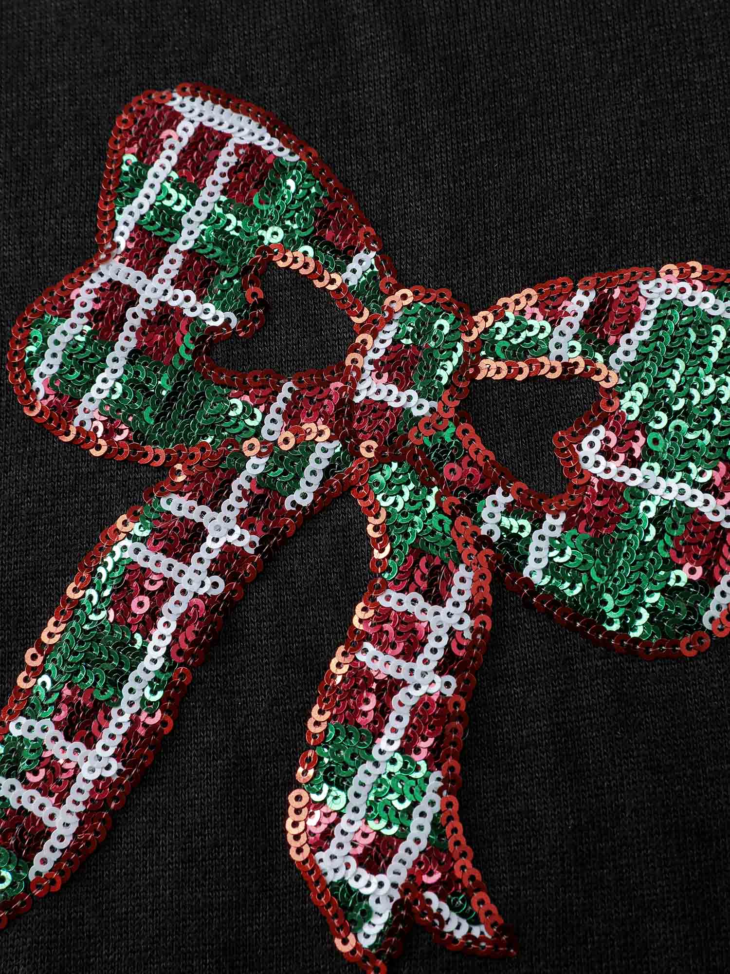 Bow Sequin Embroidery Sweathshirt