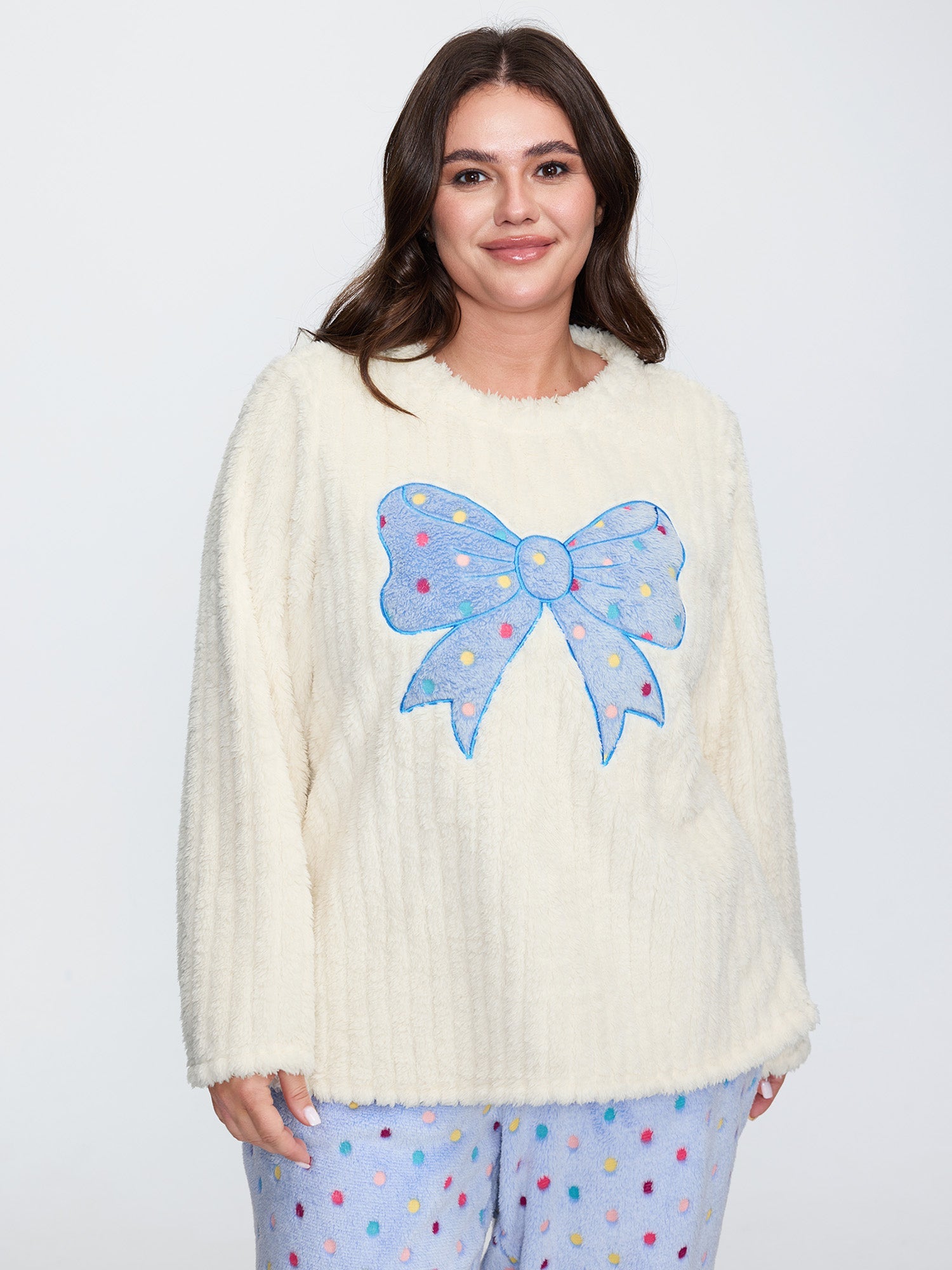 Bow Beautiful Applique Embroidery Lounge Top