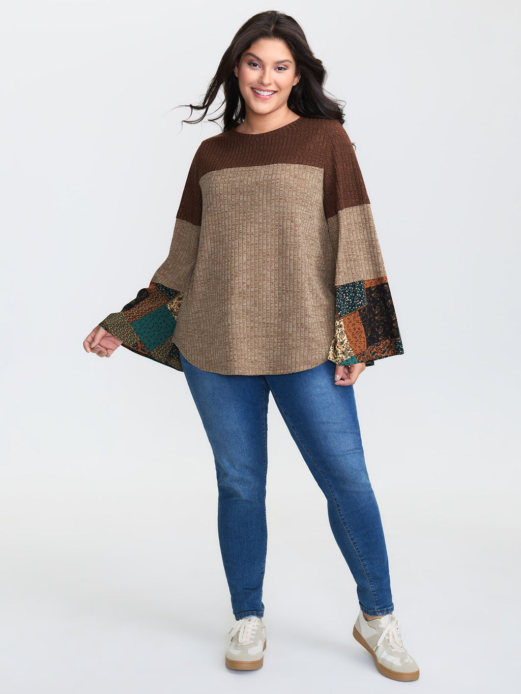 Colorblock Floral Spliced T-Shirt