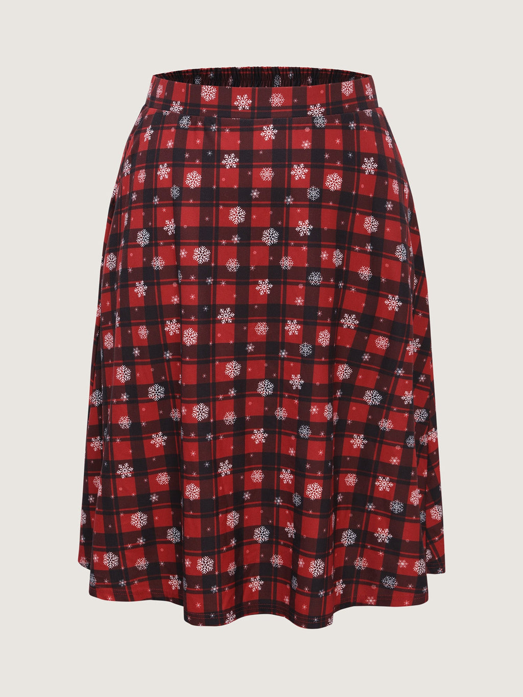 Checkered Snowflake Pattern Midi Skirt