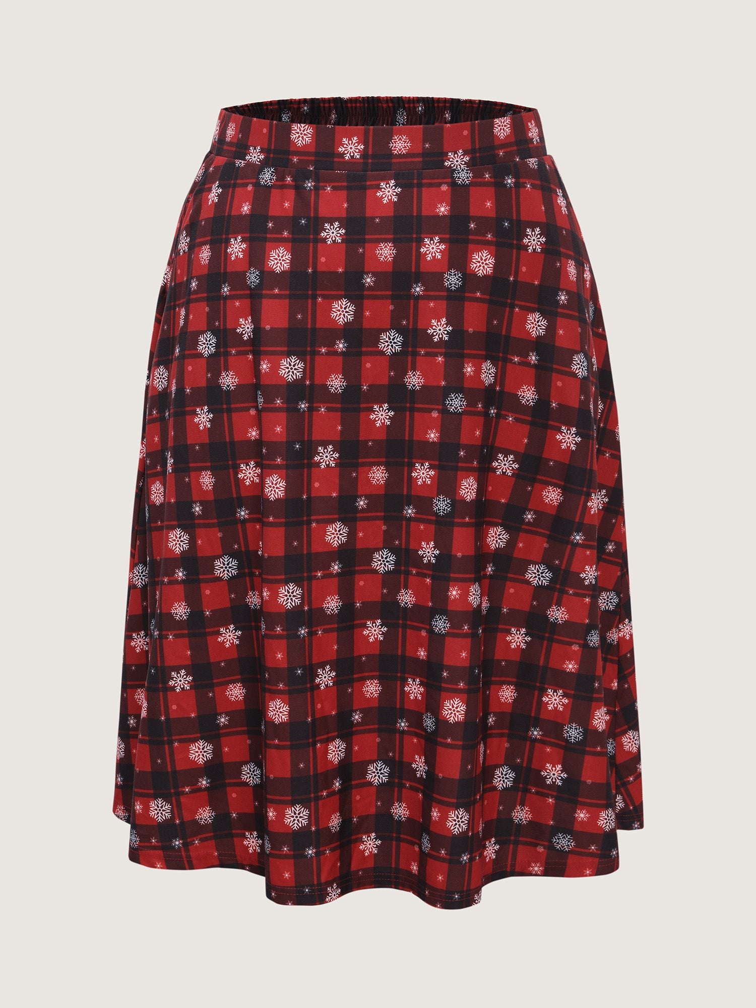 Checkered Snowflake Pattern Midi Skirt