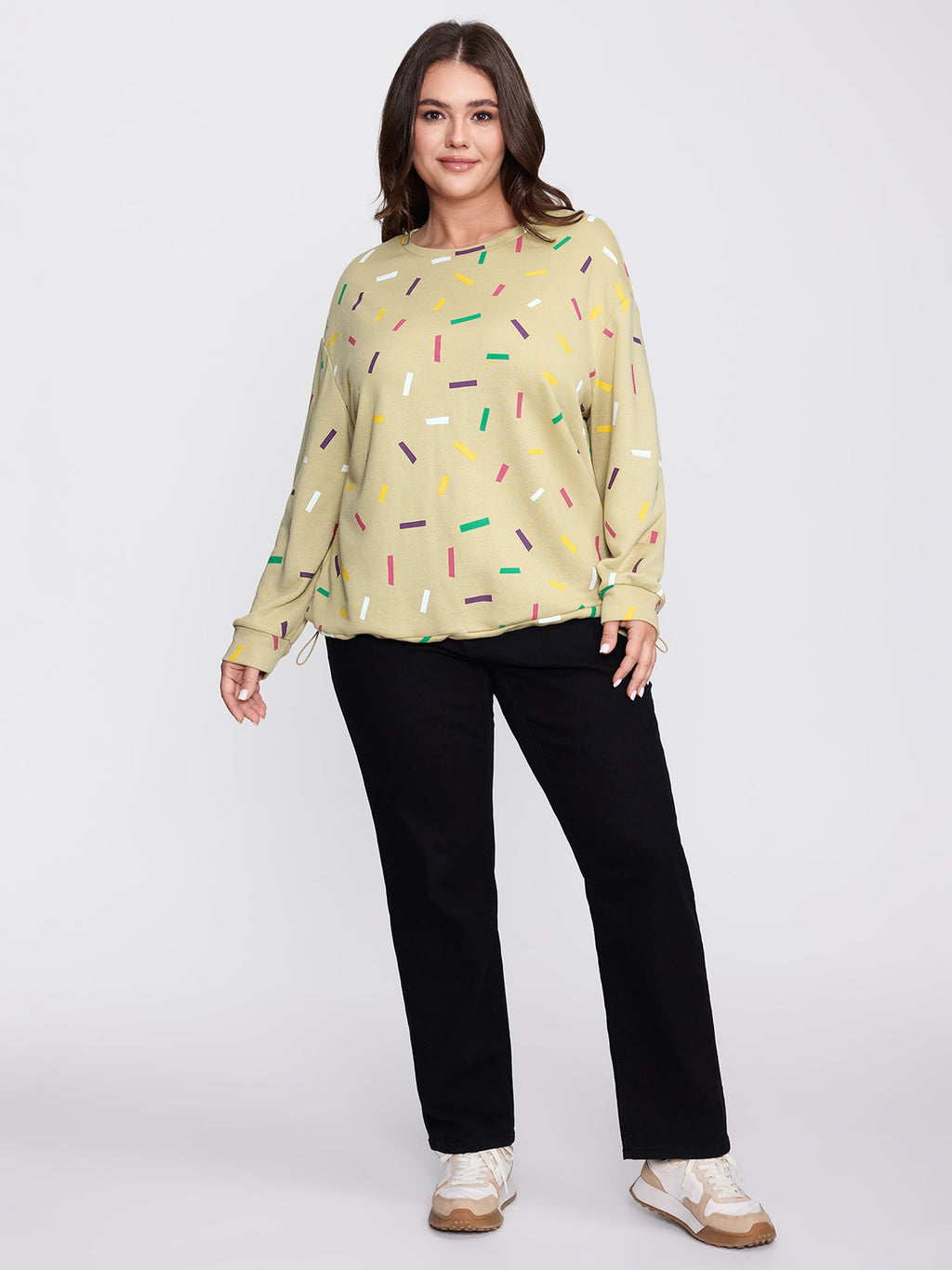 Colorful Confetti Print Round Neck Sweatshirt