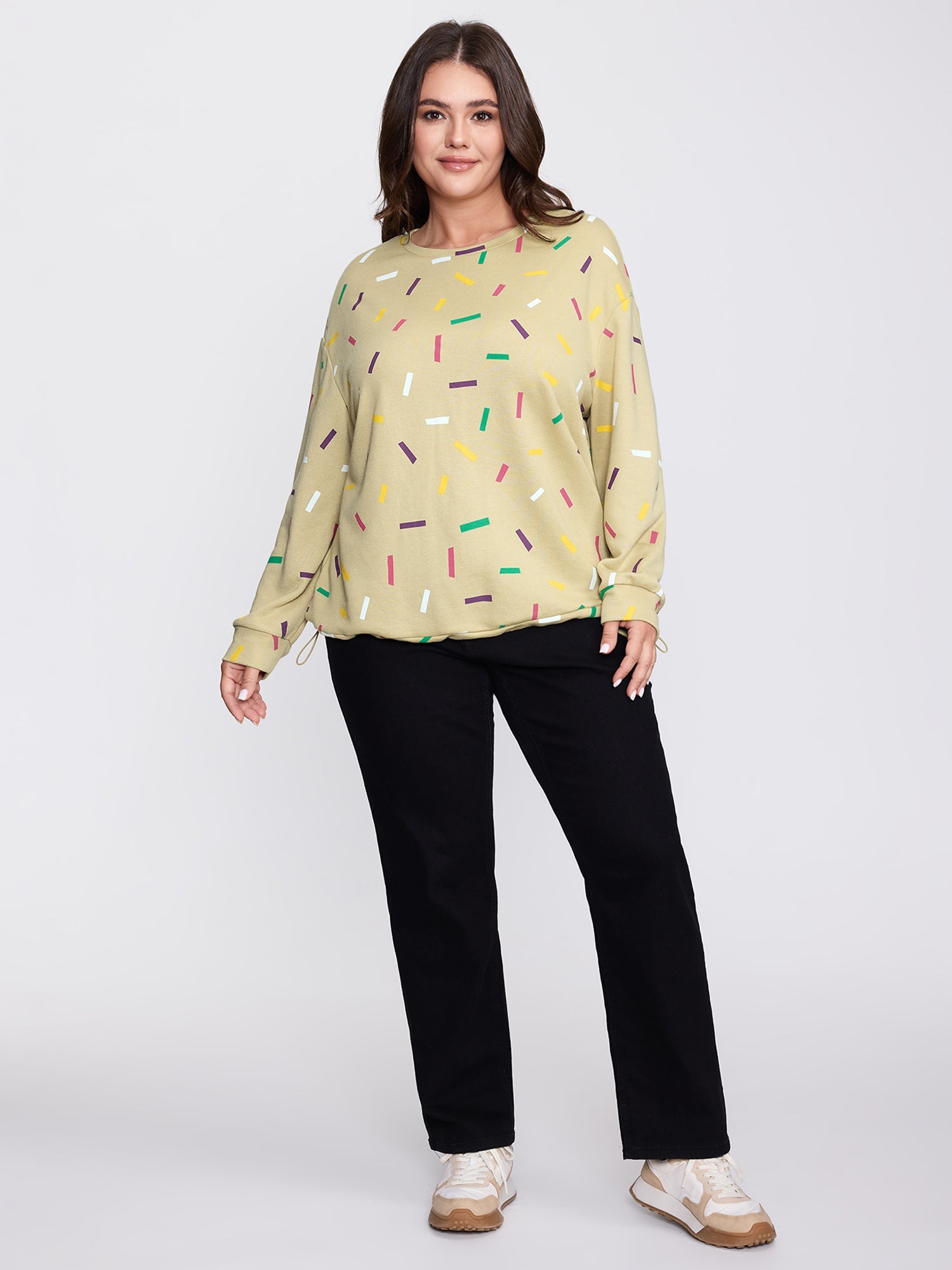 Colorful Confetti Print Round Neck Sweatshirt