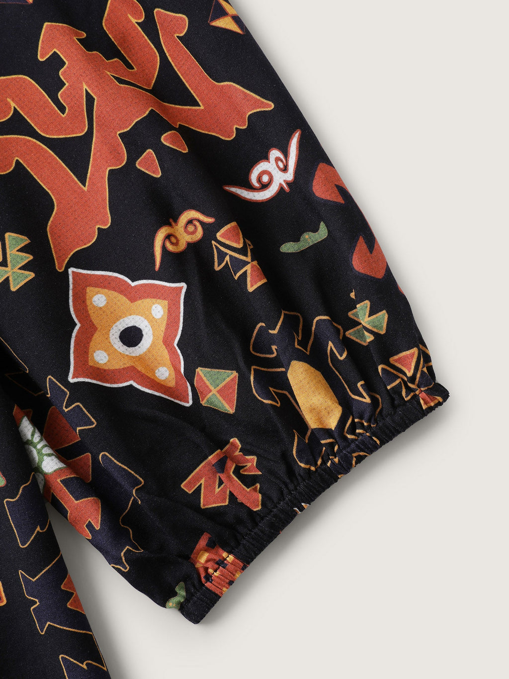 Boho Geometric Pattern Split Neck Blouse