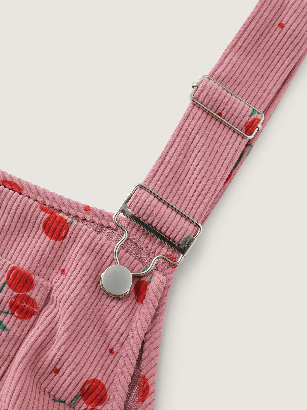 Cherry Print Adjustable Overall Straps Jumpsuit