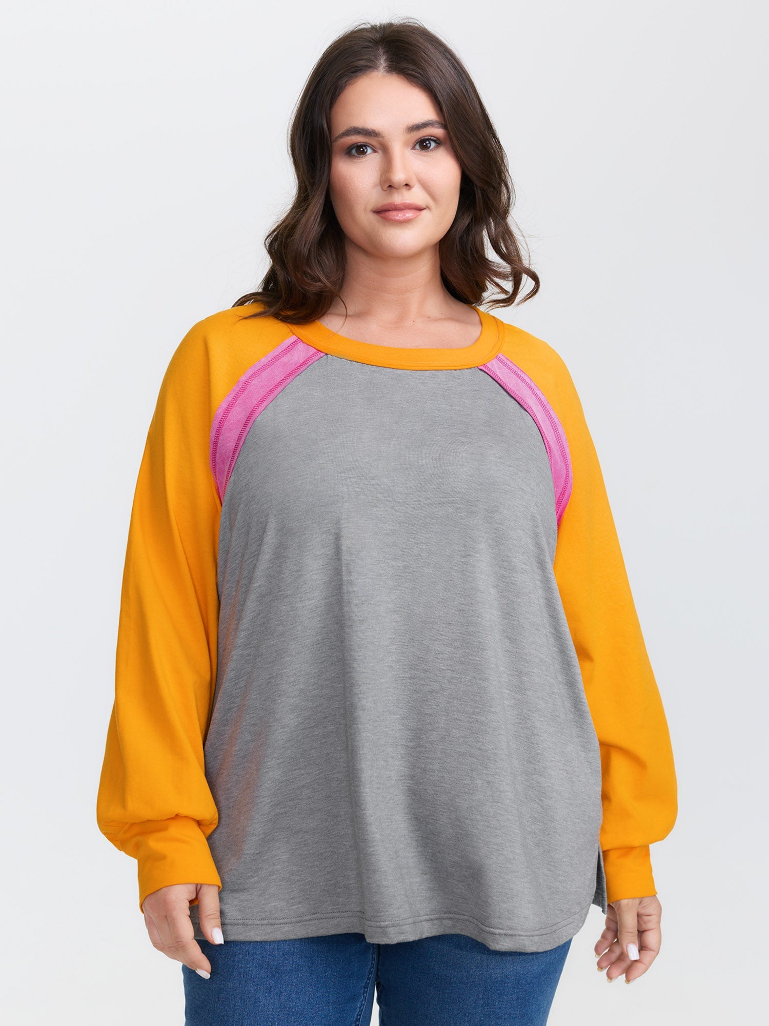 Color Contrast Raglan Sleeve T-Shirt
