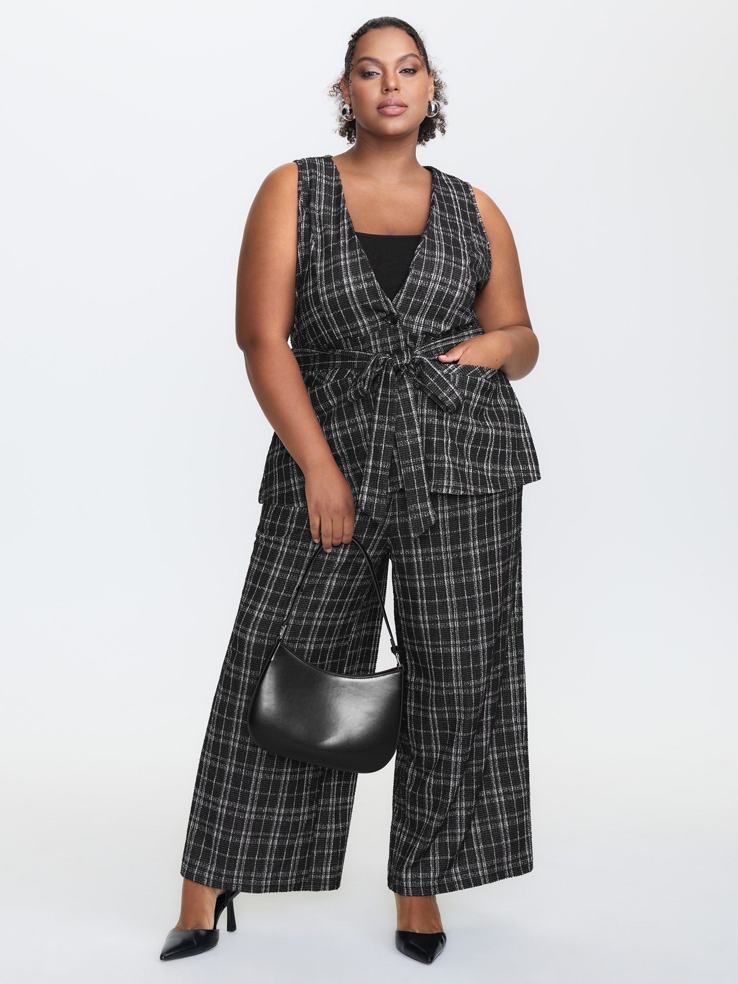 2-in-1 Stretchy Tweed Jumpsuit