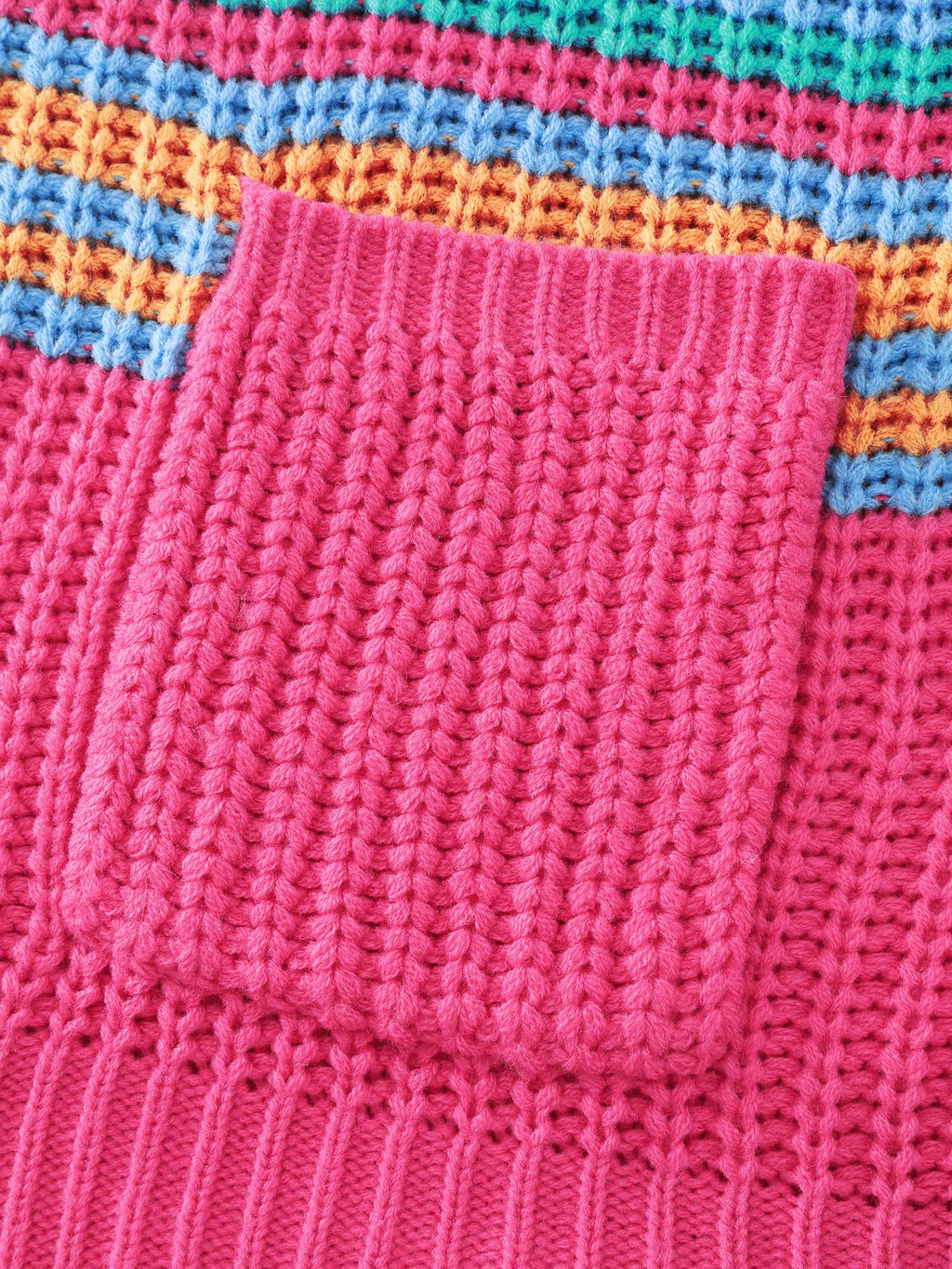 Colorful Stripe Pockets Knit Cardigan
