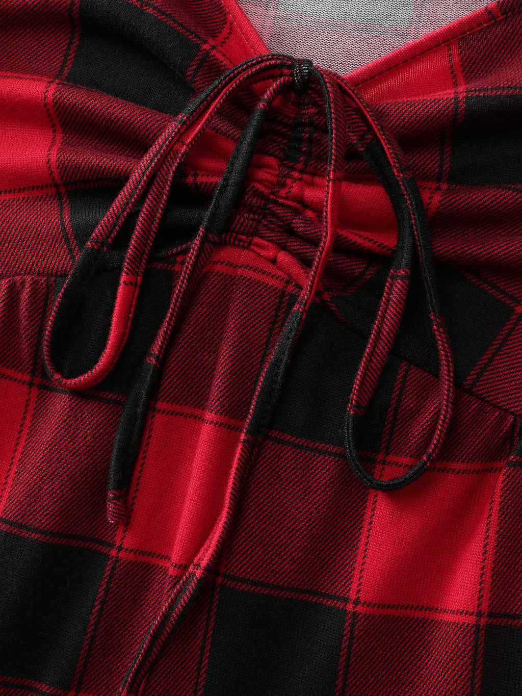 Checkered Shirred Drawstring Pockets Jumpsuit