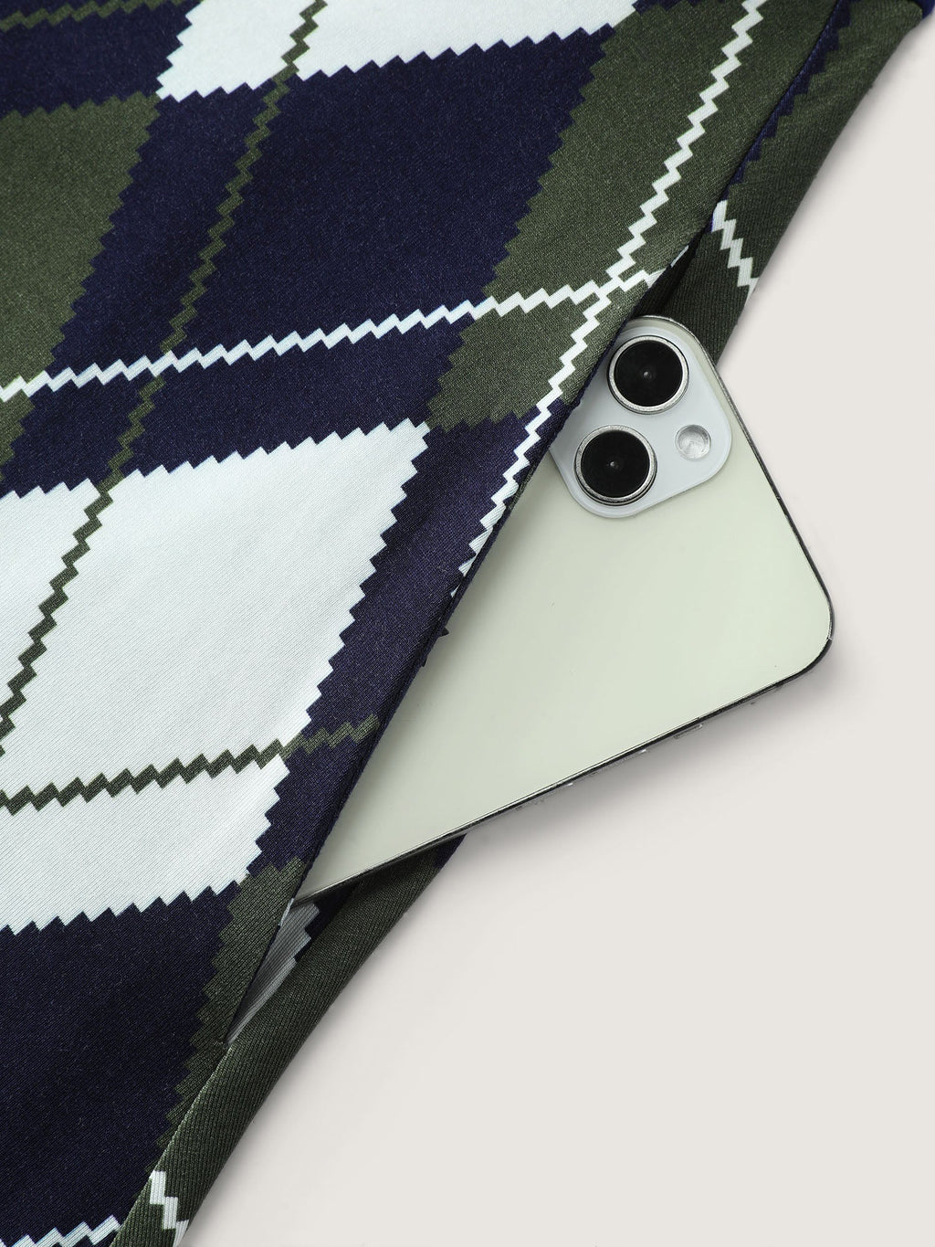 Cable Knit Geometric Print Midi Dress