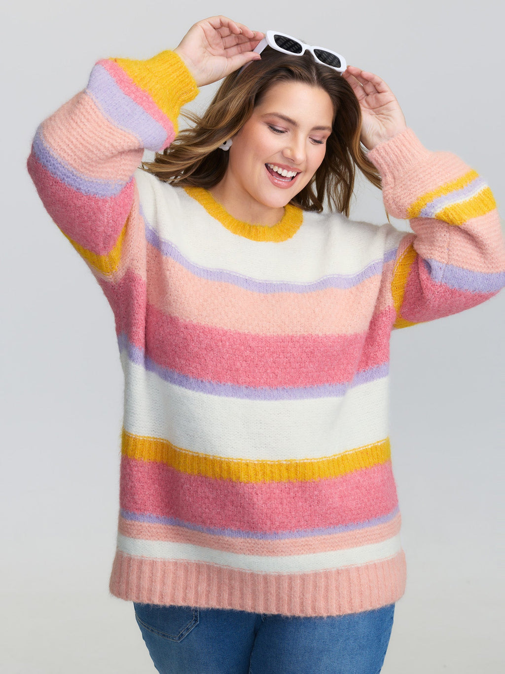Colorblock Textured Ribbed Hem Pullover