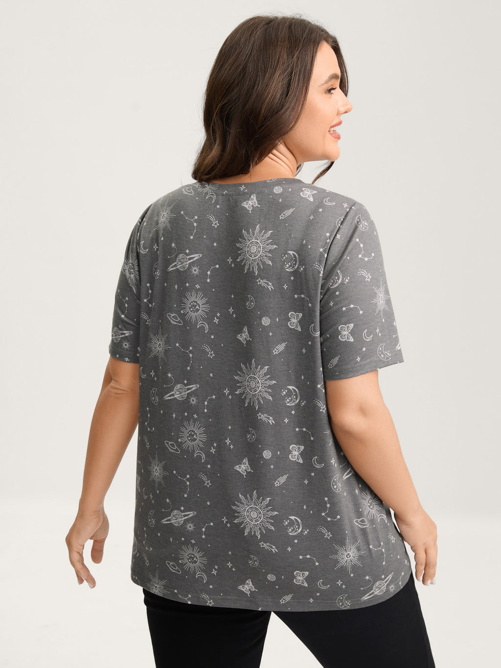 Celestial Print Crew Neck T-Shirt