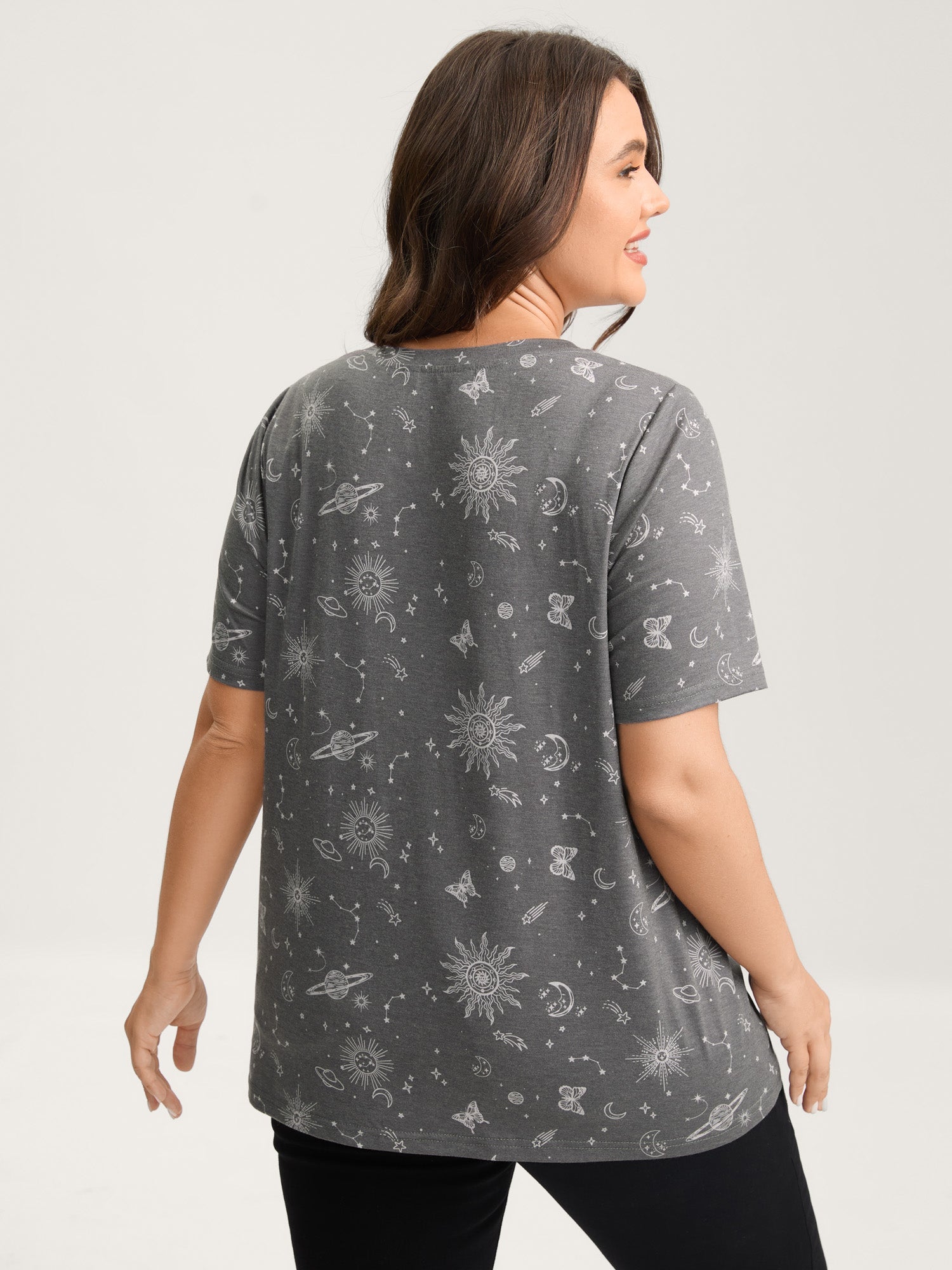 Celestial Print Crew Neck T-Shirt