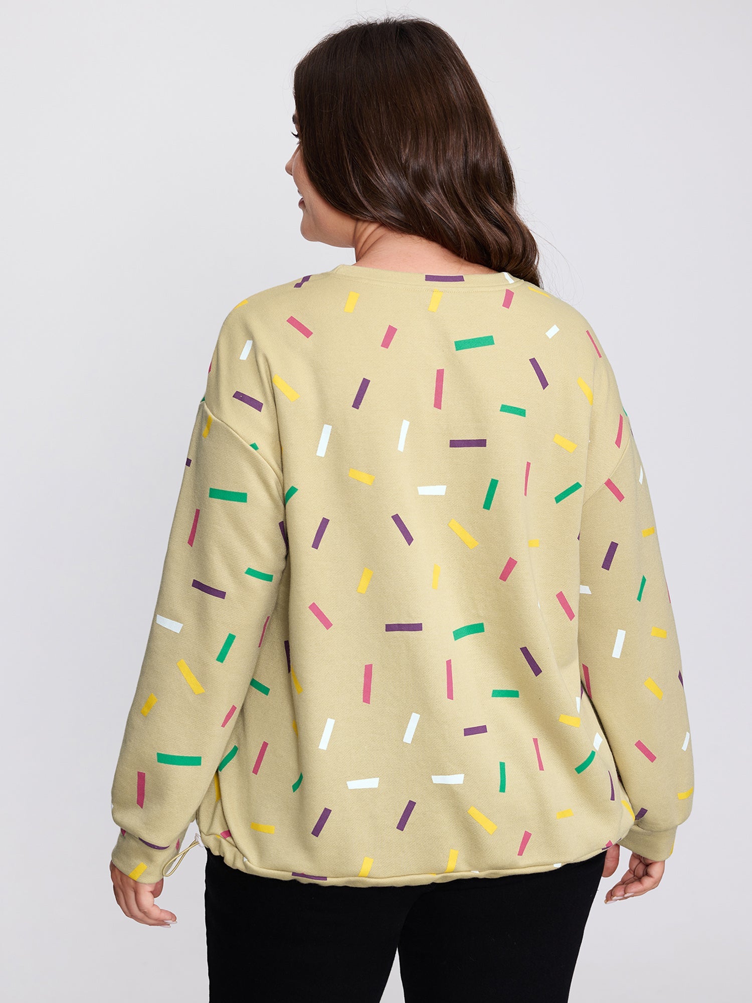 Colorful Confetti Print Round Neck Sweatshirt