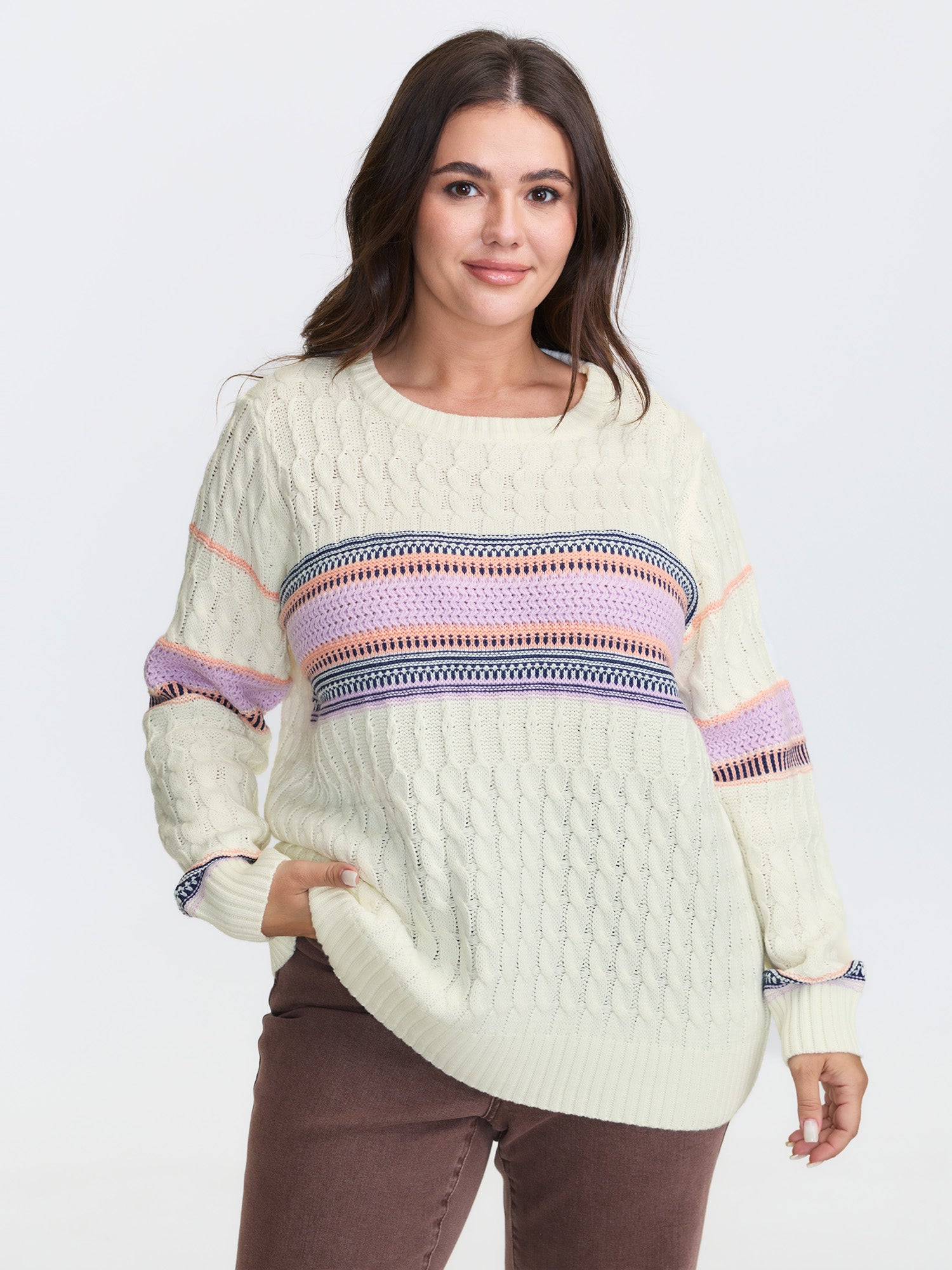Boho Pattern Jacquard Pullover