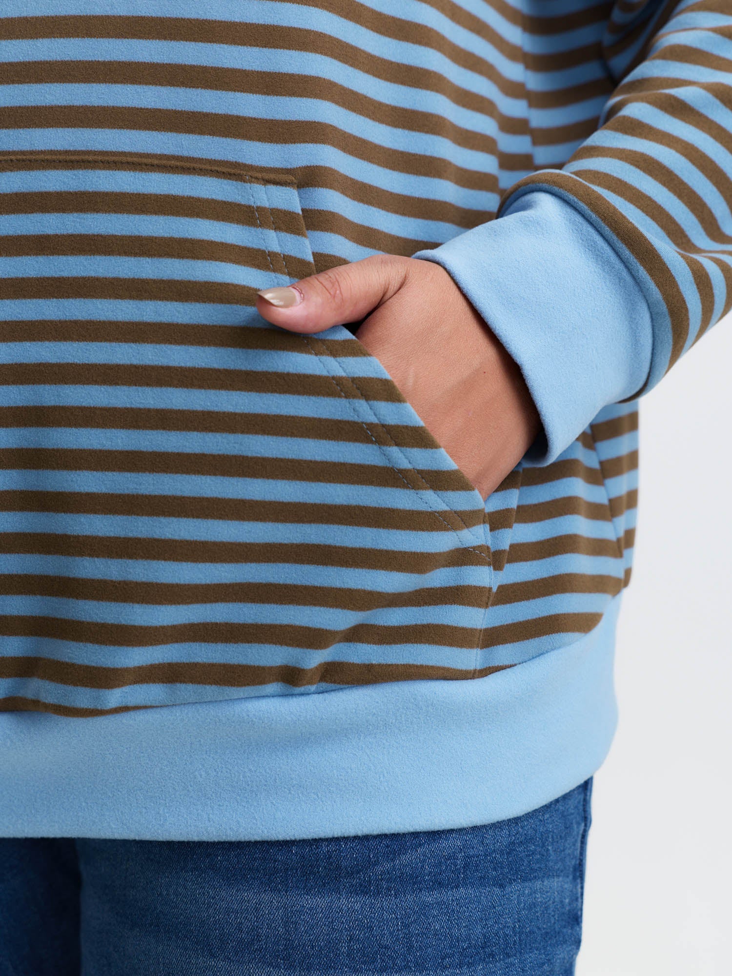 Double-Sided Fleece Stripe Embroidery Sweatshirt