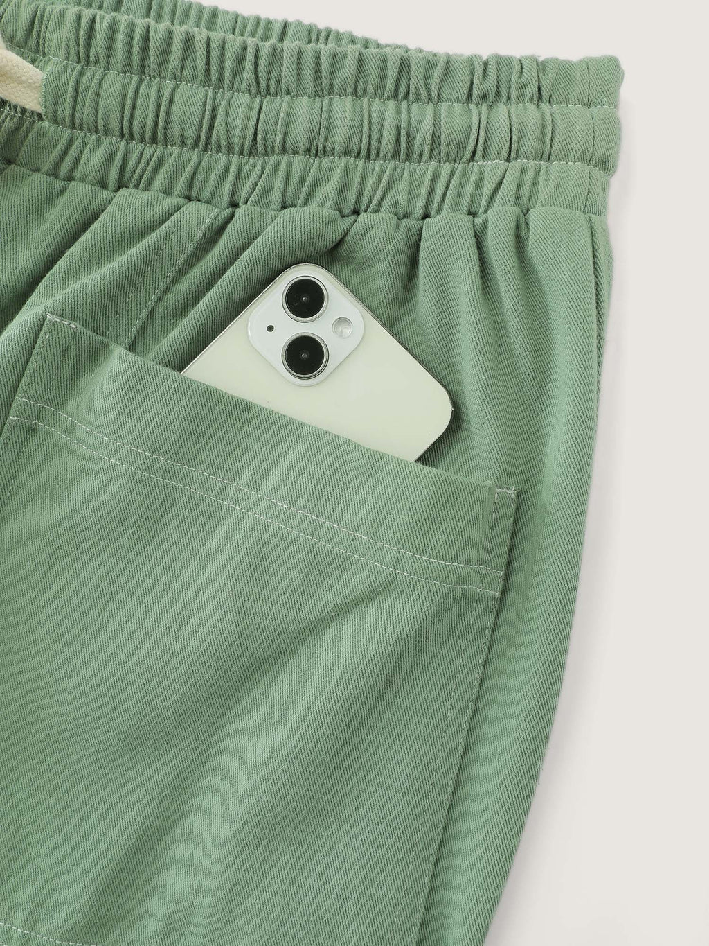 Cotton Distress Washed Drawstring Waist Pants