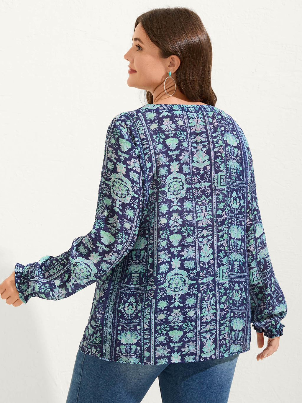 Chiffon Floral Collage Ruffled Blouse