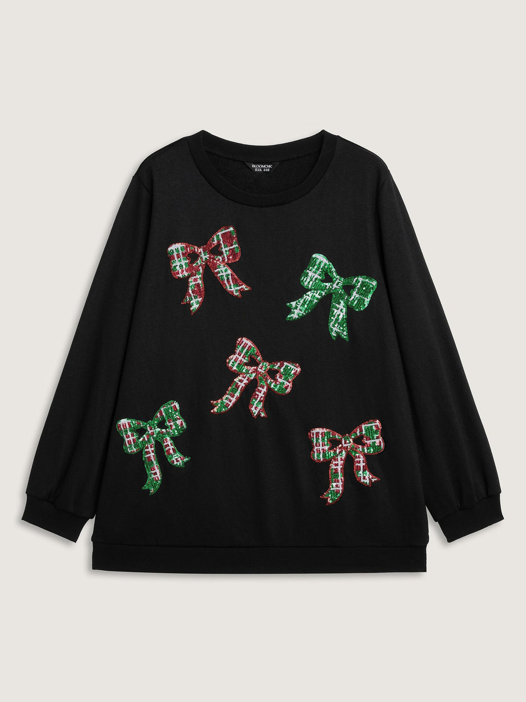 Bow Sequin Embroidery Sweathshirt