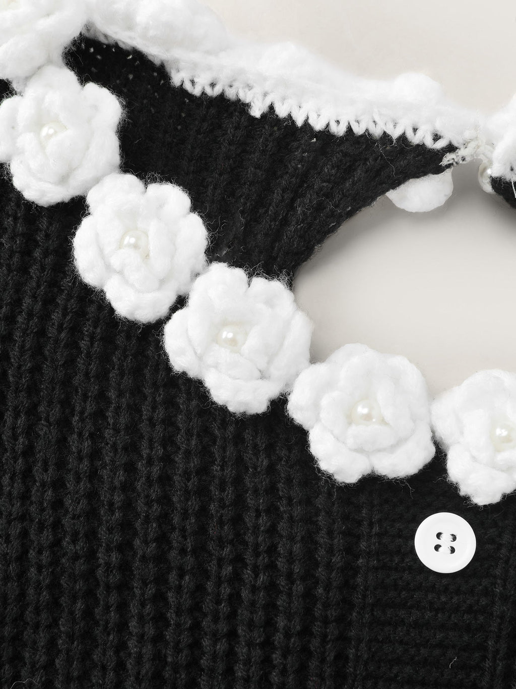 Cloudy Crochet Neckline Midi Sweater Dress