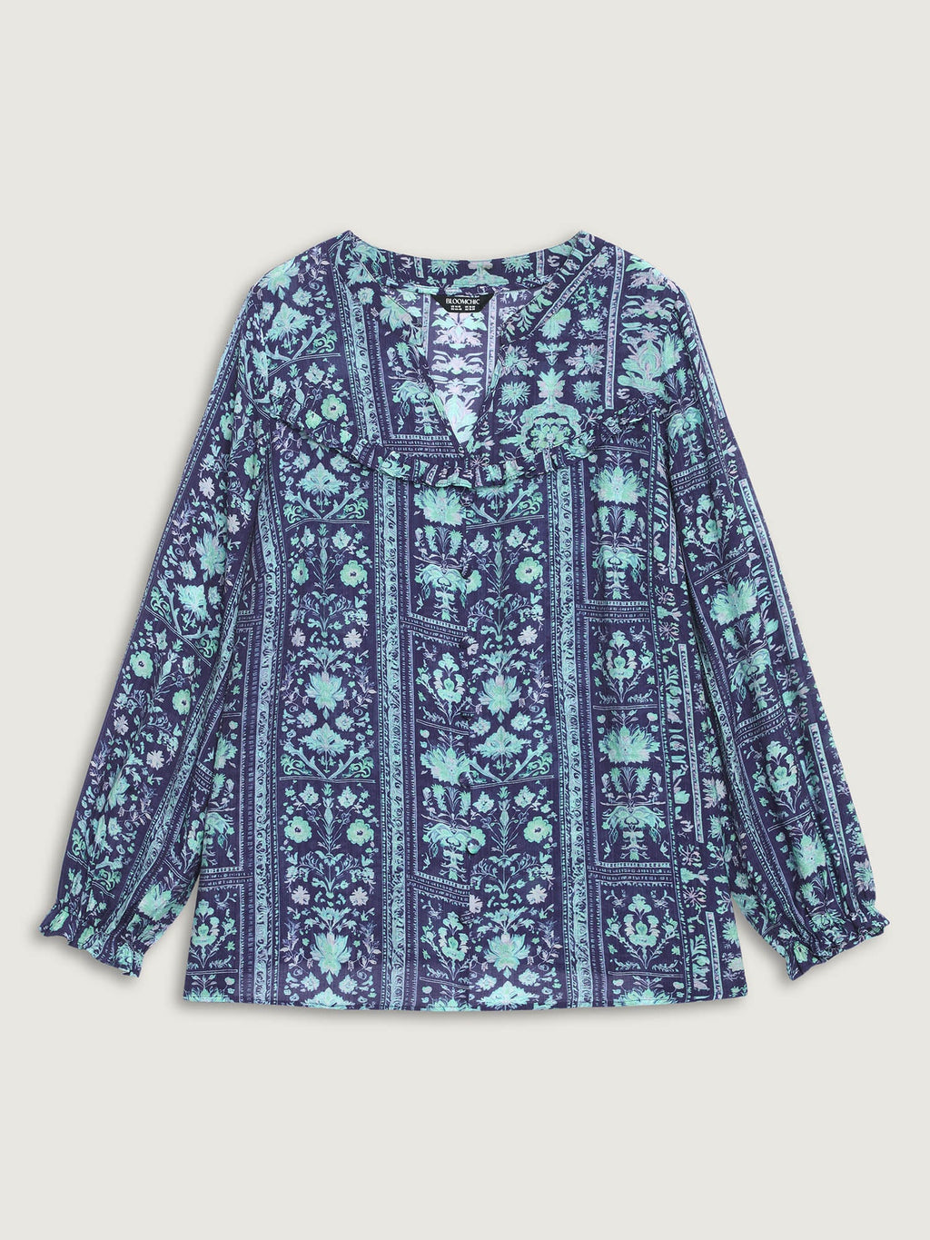 Chiffon Floral Collage Ruffled Blouse