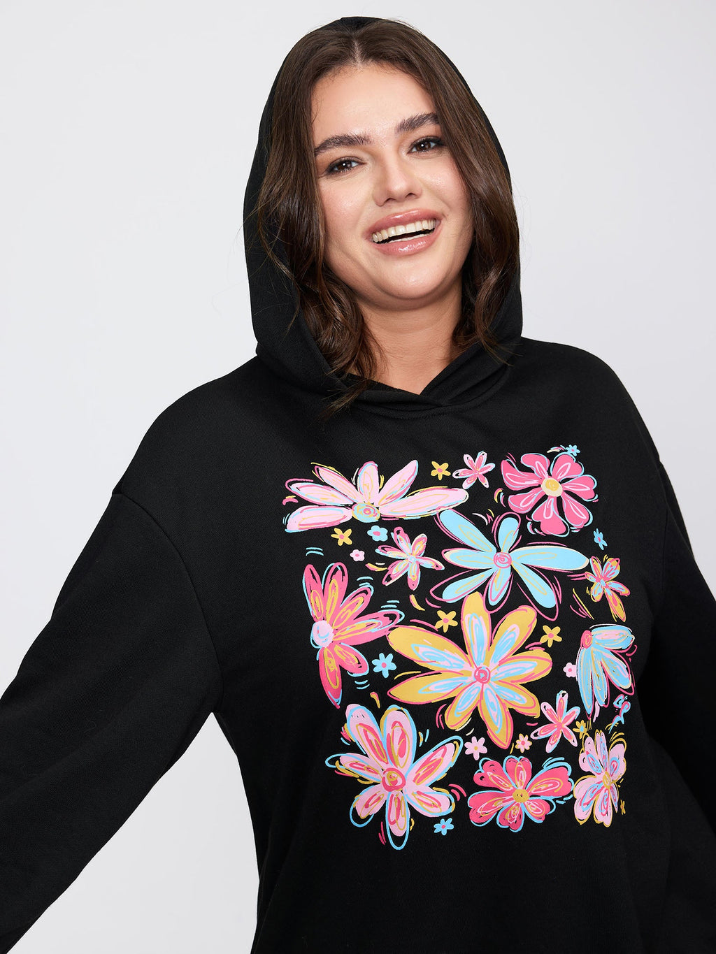 Colorful Floral Print Hoodie Sweatshirt